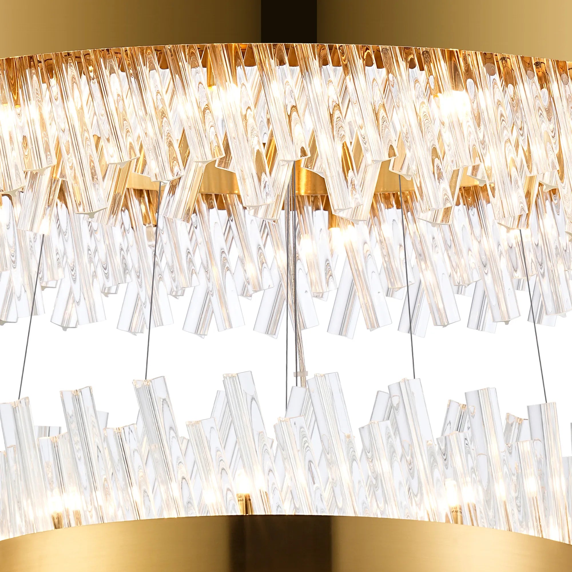 Farnley 4 Tier 1m Pendant 32 Light - Brass & Clear