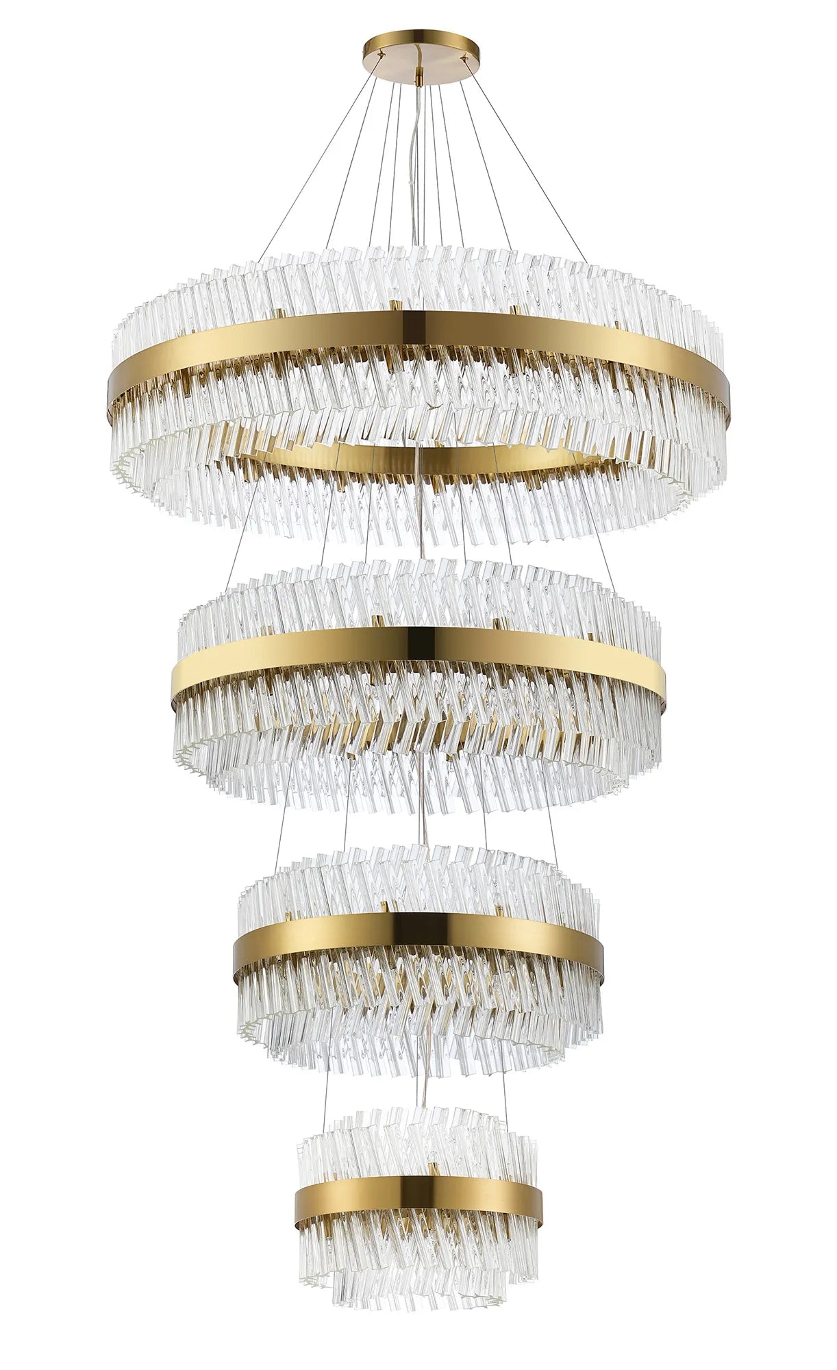 Farnley 4 Tier 1m Pendant 32 Light - Brass & Clear