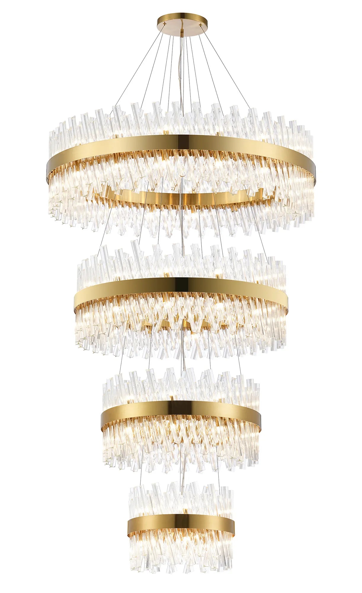 Farnley 4 Tier 1m Pendant 32 Light - Brass & Clear