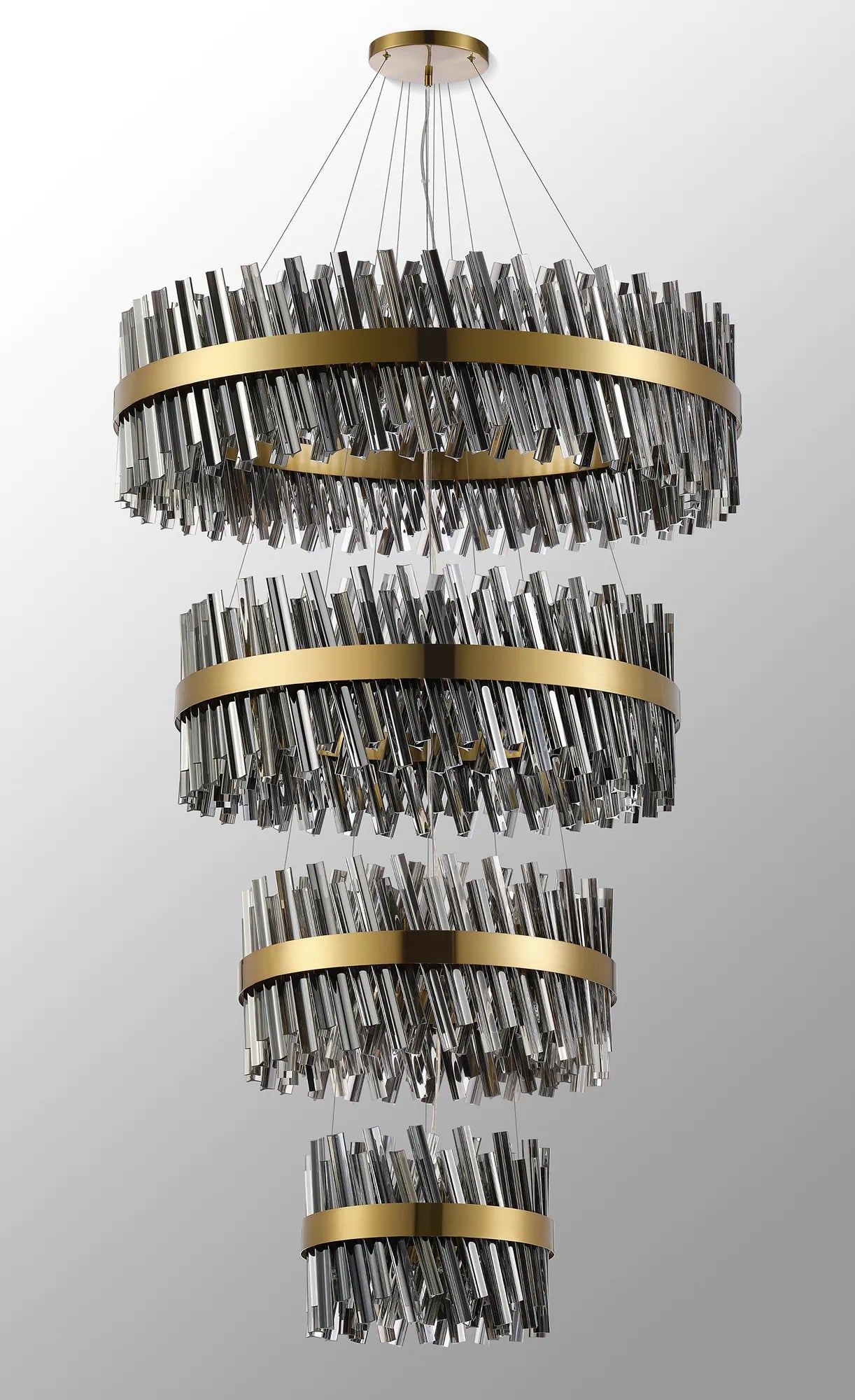 Farnley 4 Tier 1m Pendant 32 Light - Brass & Smoke