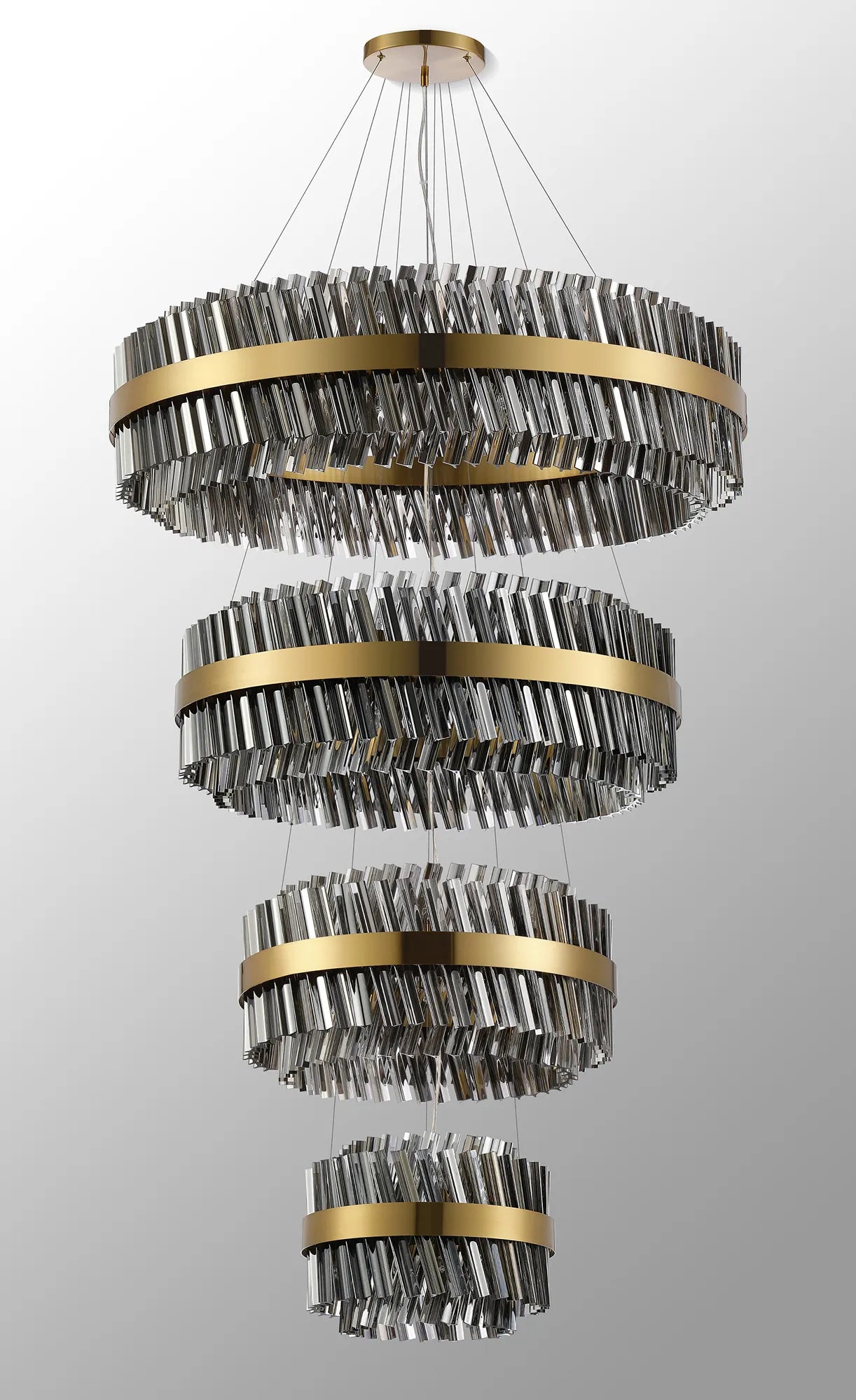 Farnley 4 Tier 1m Pendant 32 Light - Brass & Smoke