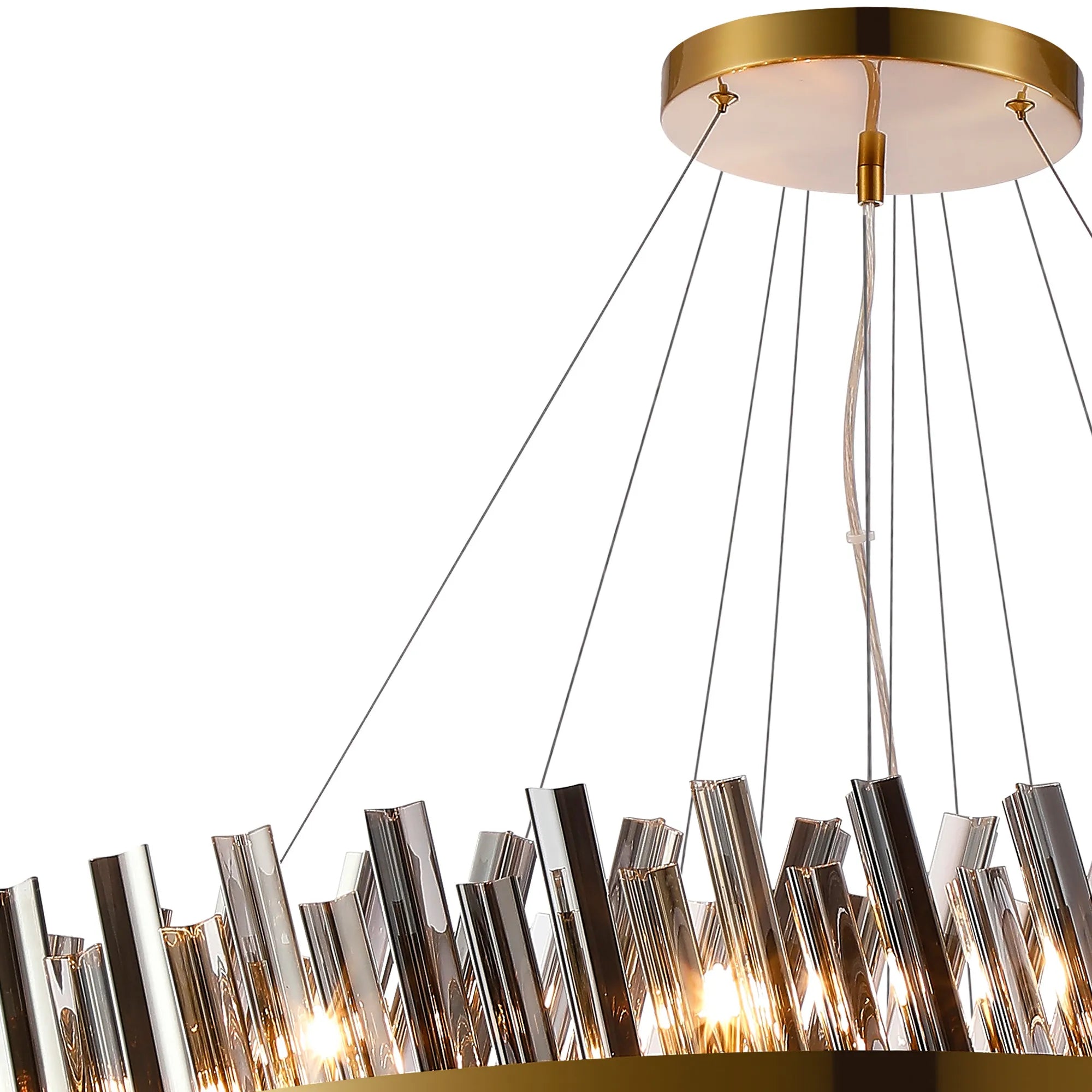 Farnley 4 Tier 1m Pendant 32 Light - Brass & Smoke