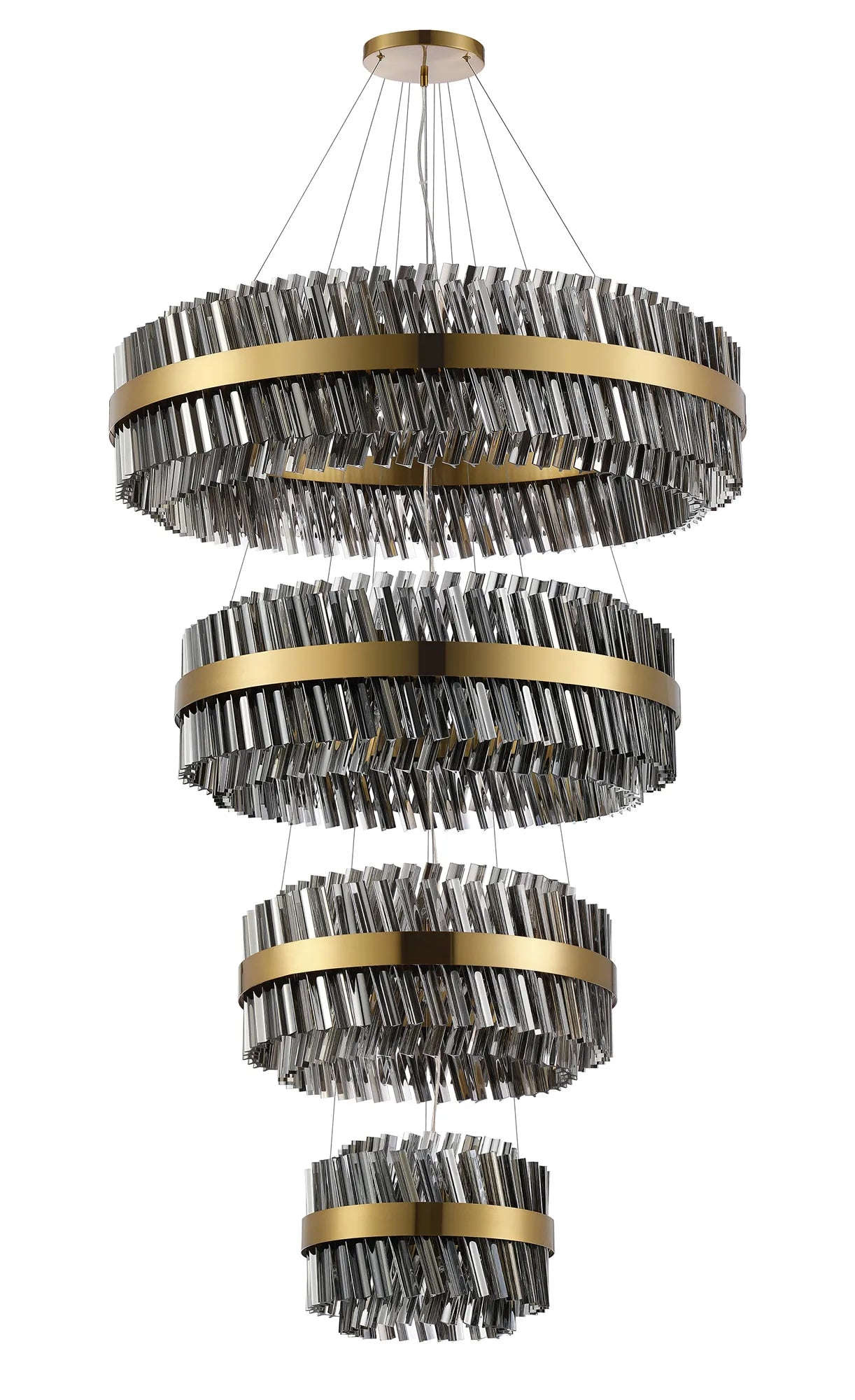 Farnley 4 Tier 1m Pendant 32 Light - Brass & Smoke