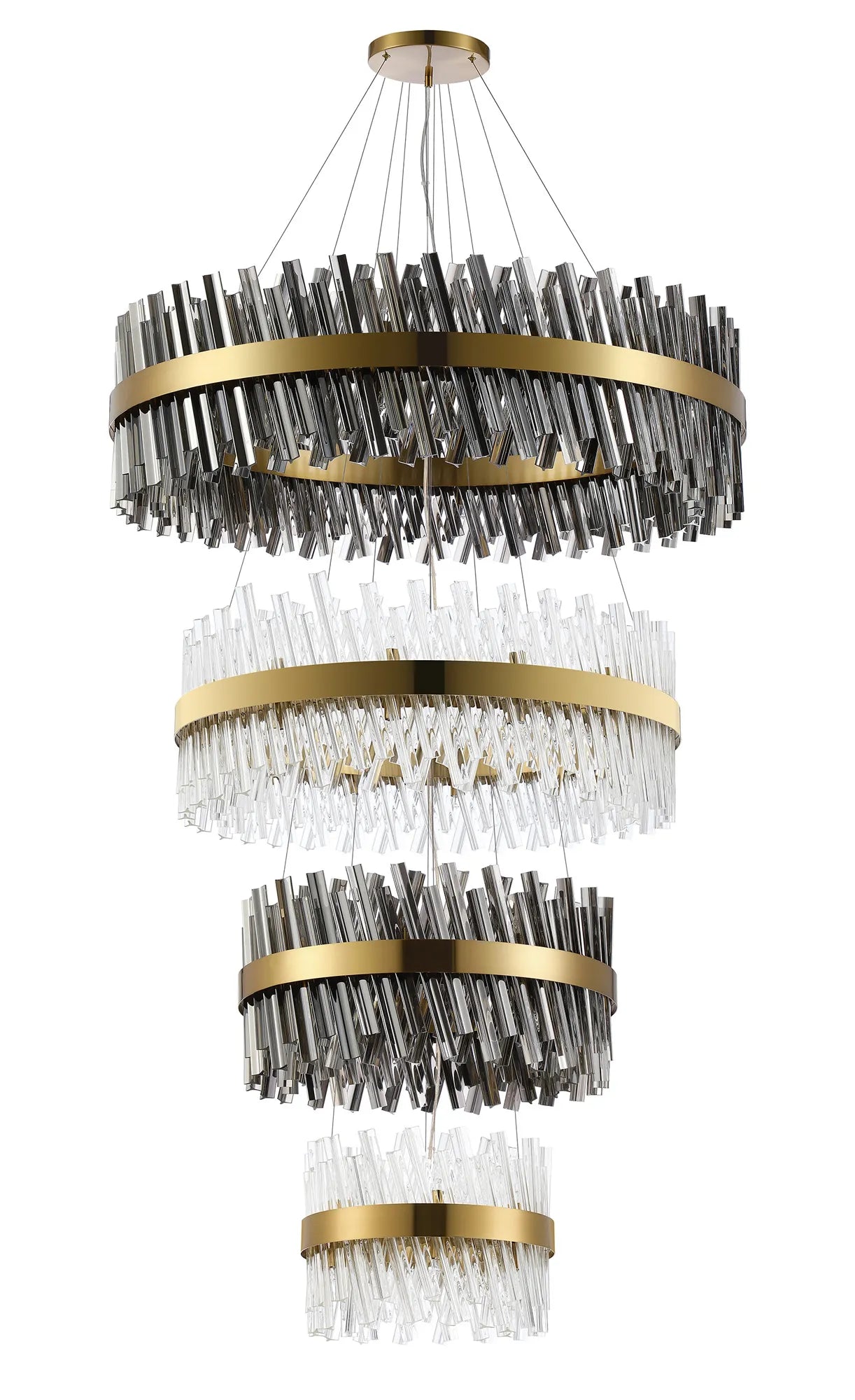 Farnley 4 Tier 1m Pendant 32 Light - Brass & Glass & Glass