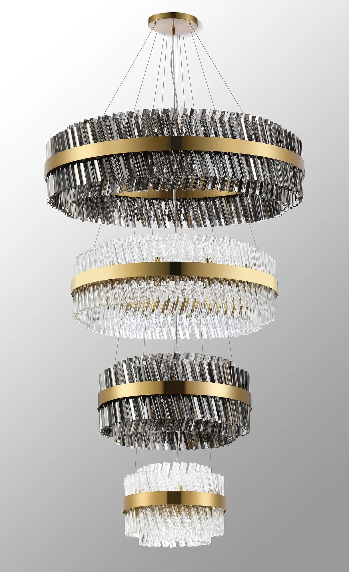 Farnley 4 Tier 1m Pendant 32 Light - Brass & Glass & Glass