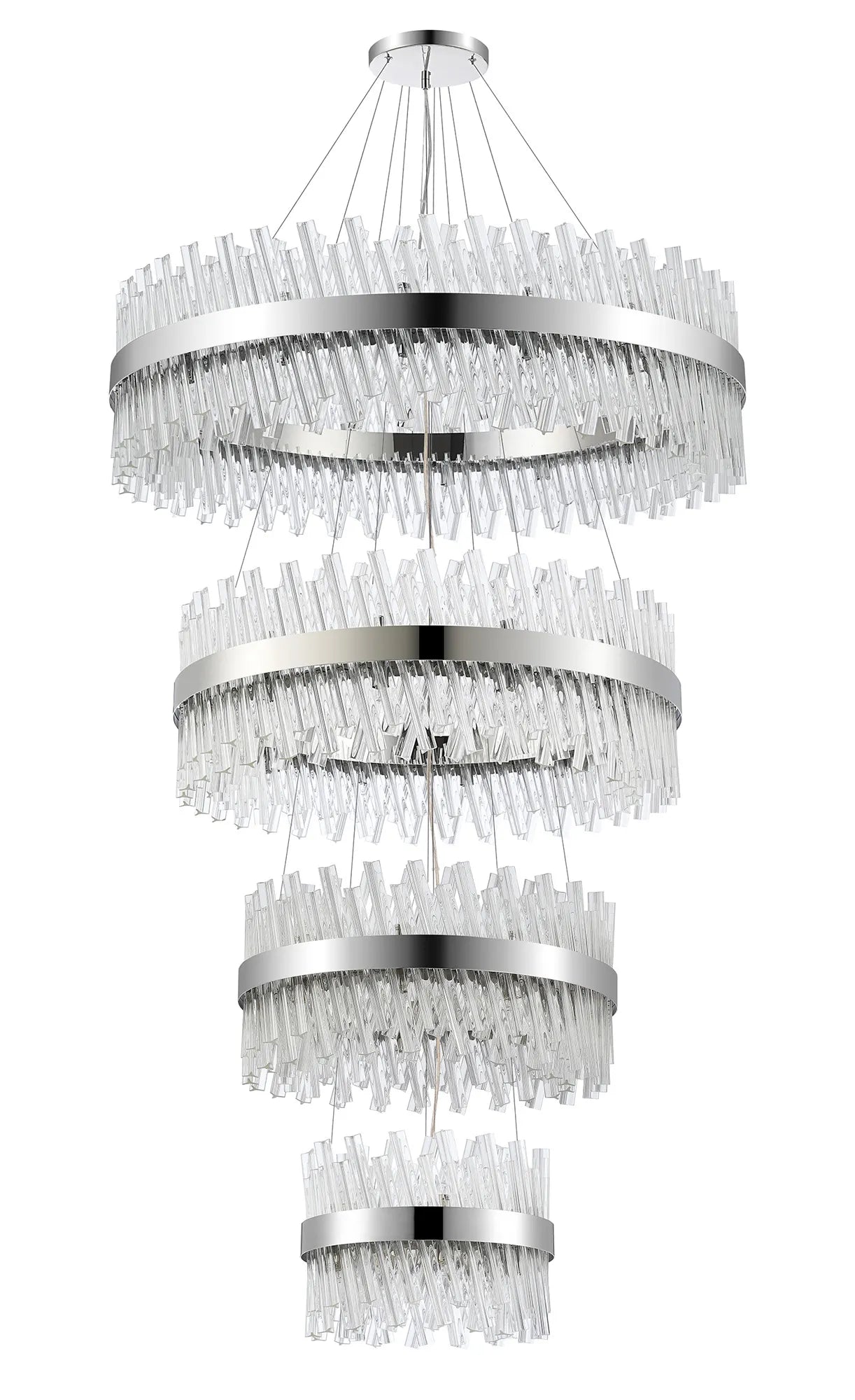 Farnley 4 Tier 1m Pendant 32 Light - Polished Nickel & Clear
