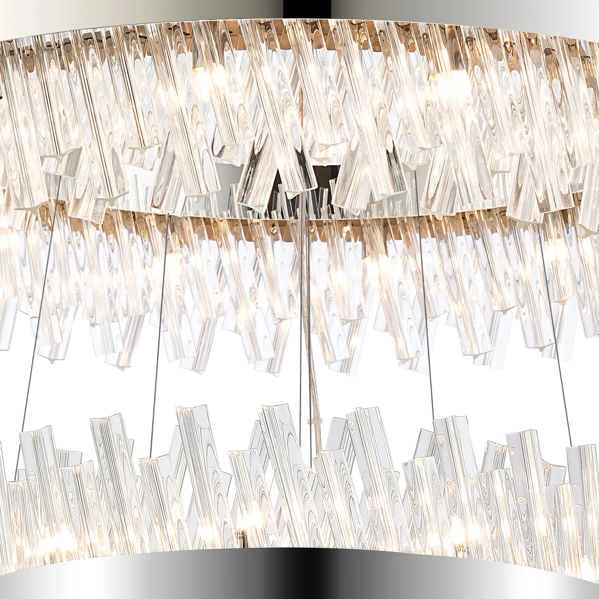 Farnley 4 Tier 1m Pendant 32 Light - Polished Nickel & Clear