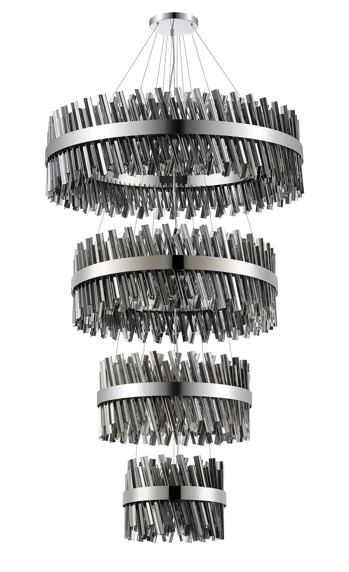 Farnley 4 Tier 1m Pendant 32 Light - Polished Nickel & Smoke