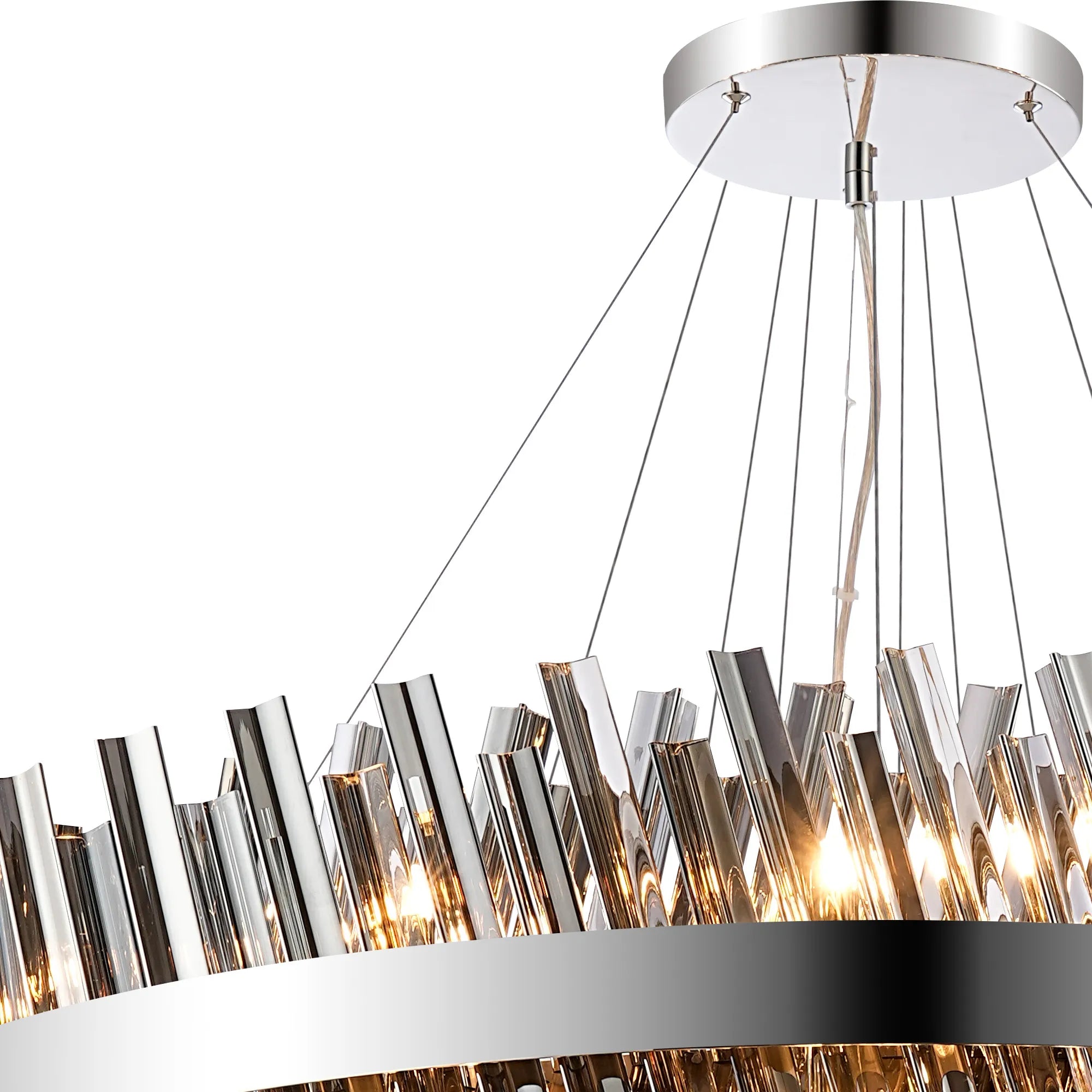 Farnley 4 Tier 1m Pendant 32 Light - Polished Nickel & Smoke