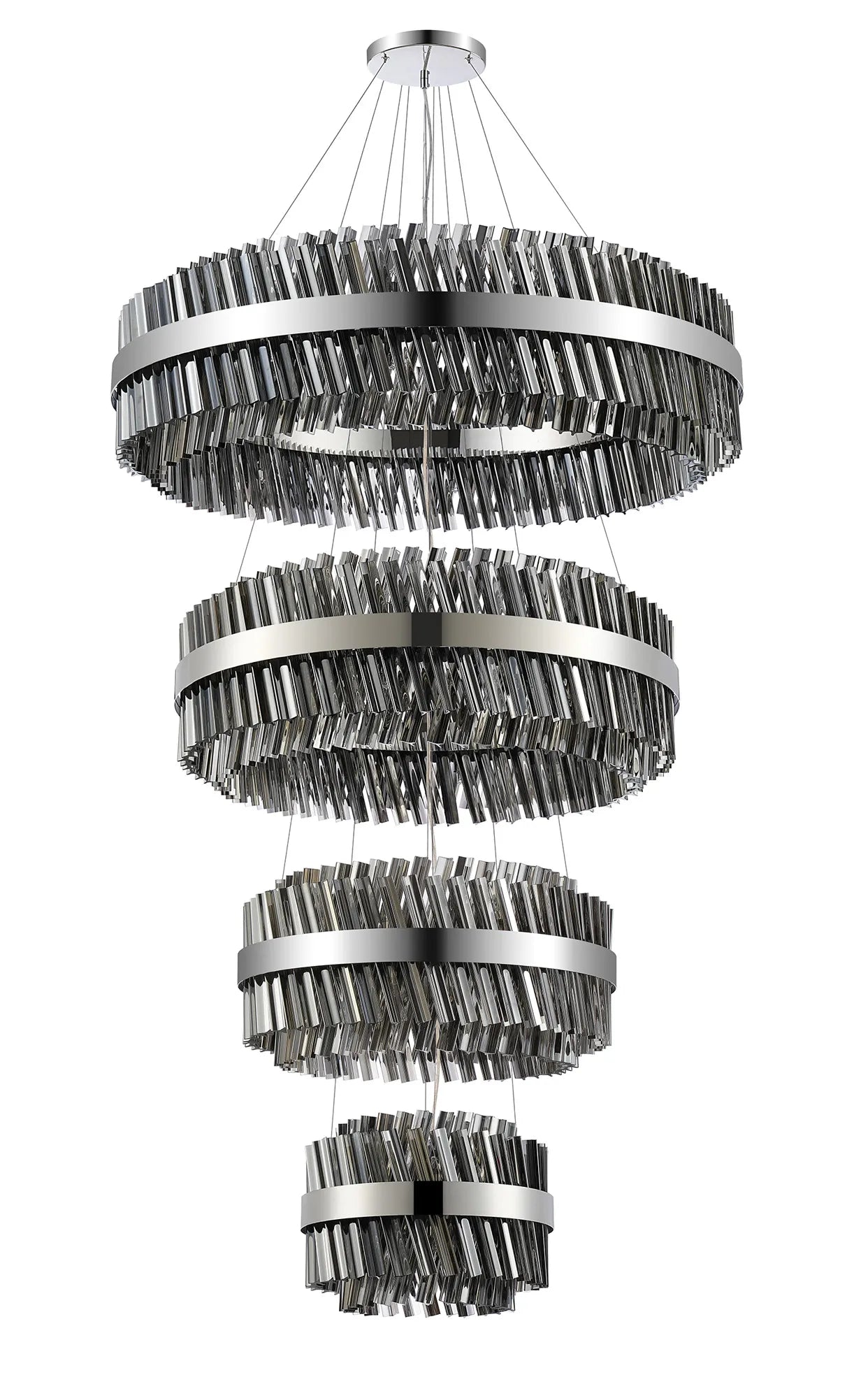 Farnley 4 Tier 1m Pendant 32 Light - Polished Nickel & Smoke