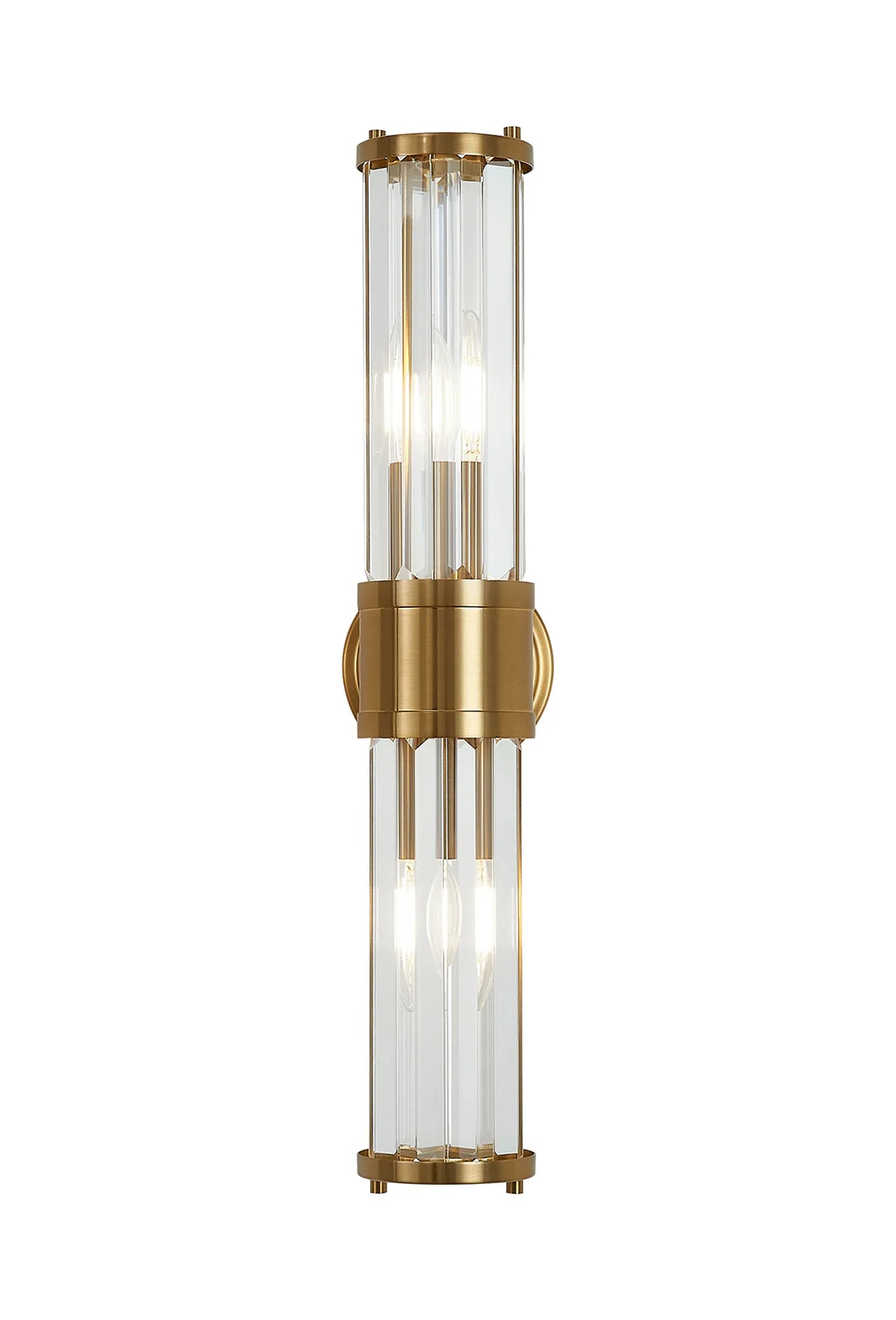 Fratton 2 Light Crystal Wall Up & Down IP44 - Gold & Clear Crystal