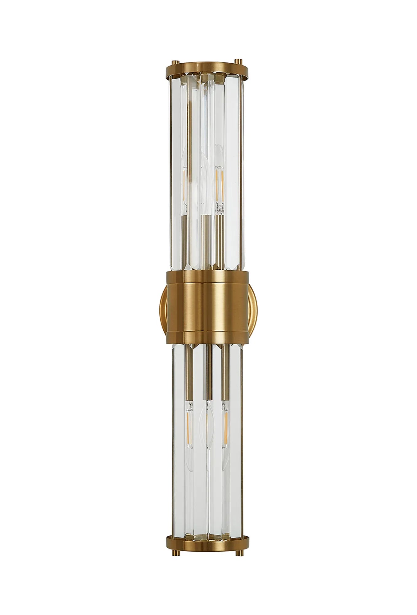 Fratton 2 Light Crystal Wall Up & Down IP44 - Gold & Clear Crystal