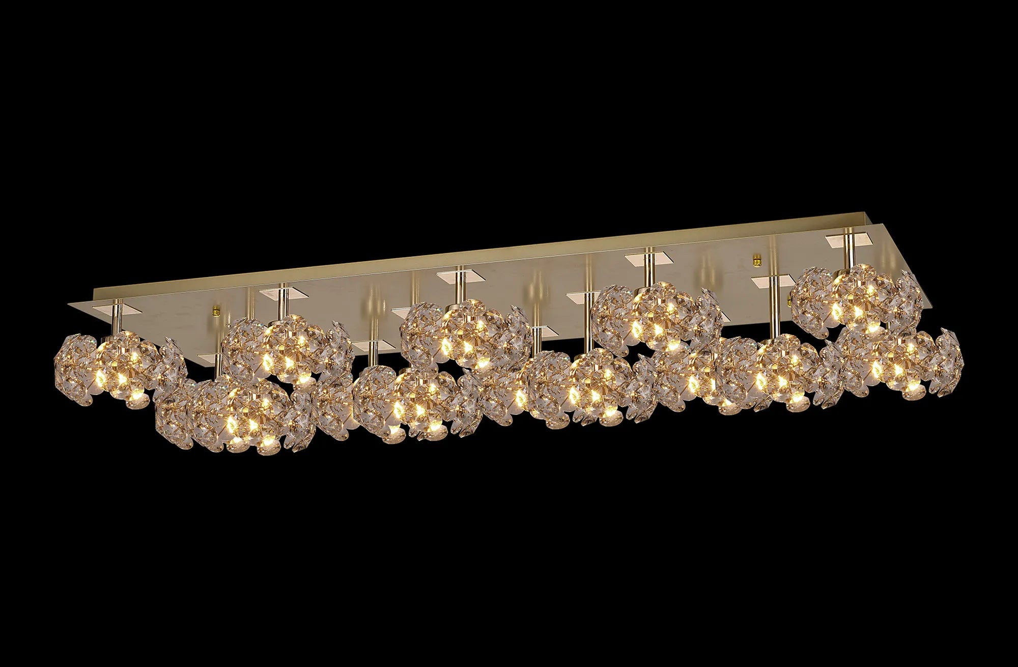 Grosvenor French Gold Rectangle 14 Light - Flush Fitting - French Gold & Clear Crystal Shade