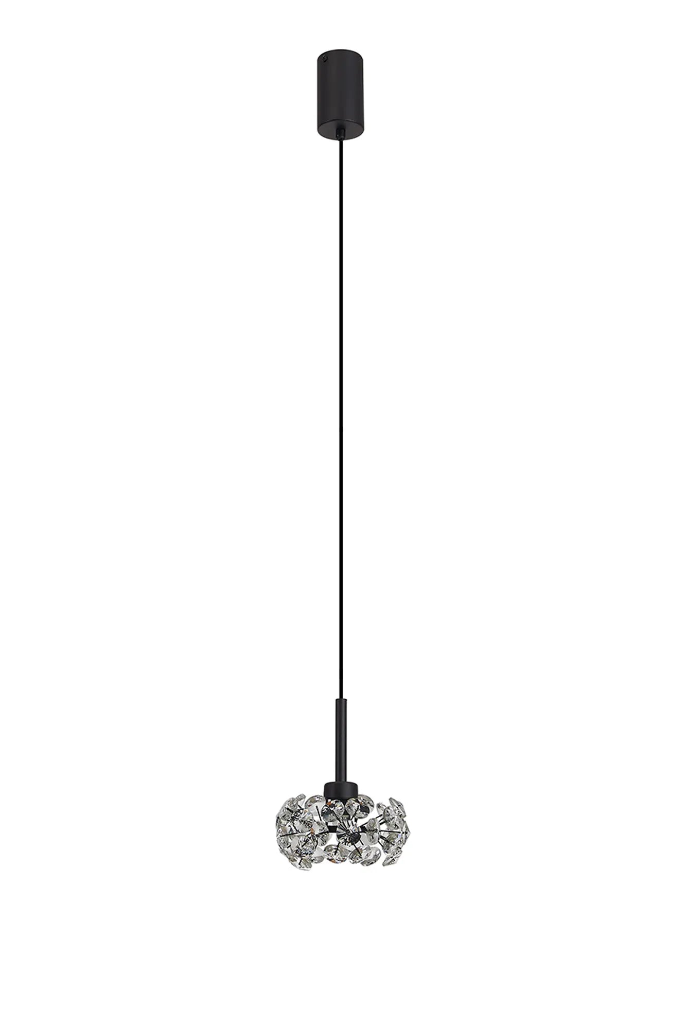 Grosvenor Single Pendant - Satin Black & Crystal Shade