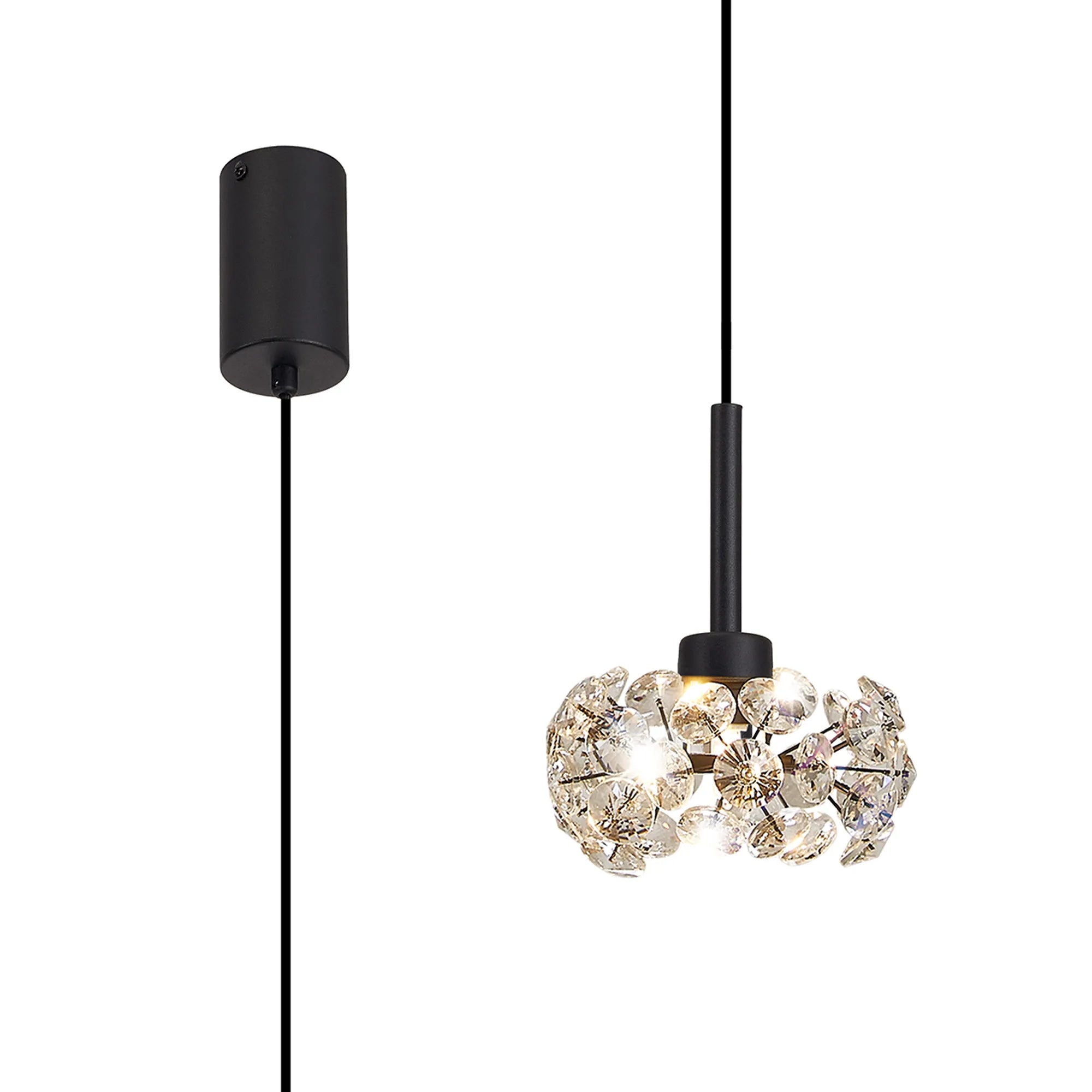 Grosvenor Single Pendant - Satin Black & Crystal Shade
