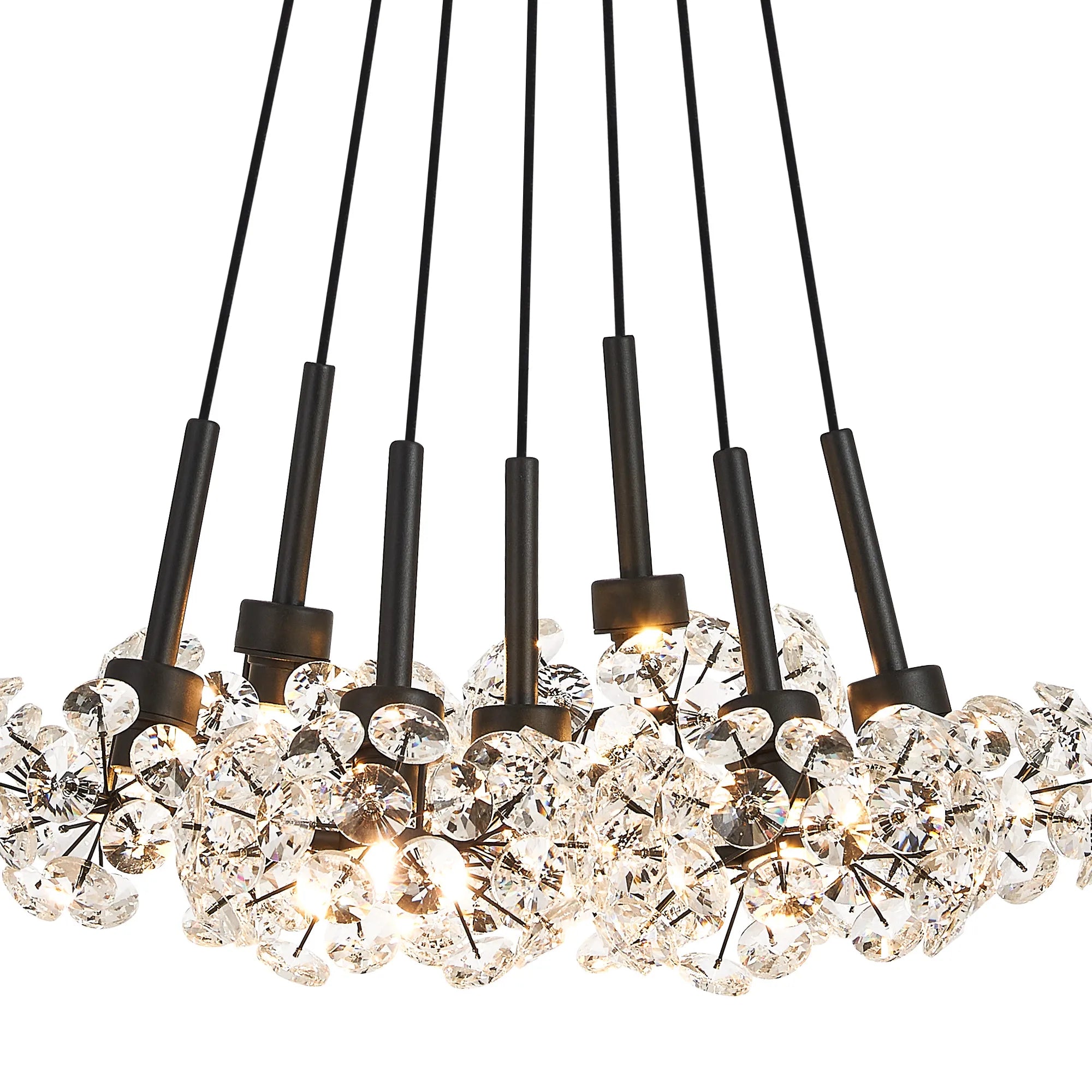 Grosvenor 7 Light Cluster Pendant - Satin Black & Crystal Shade