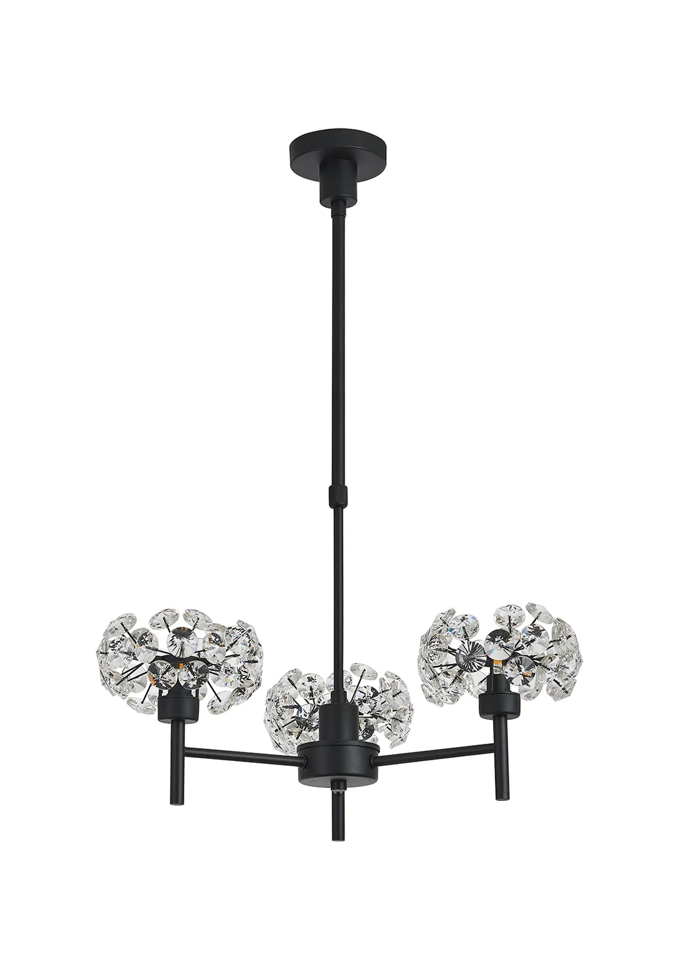 Grosvenor 3 x Telescopic Light - Satin Black & Crystal Shade