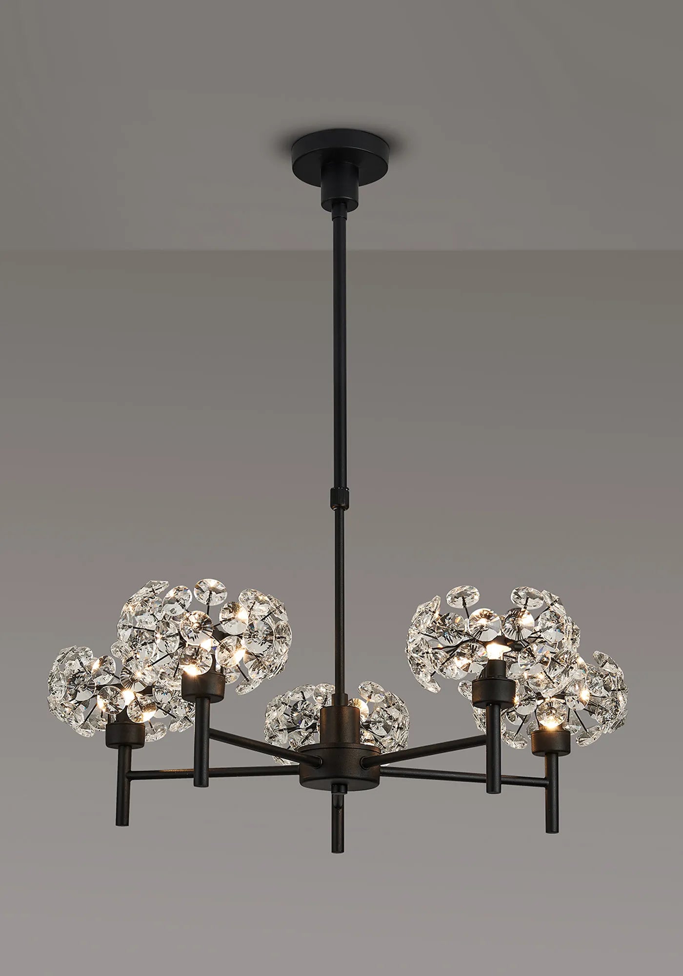Grosvenor 5 x Telescopic Light - Satin Black & Crystal Shade