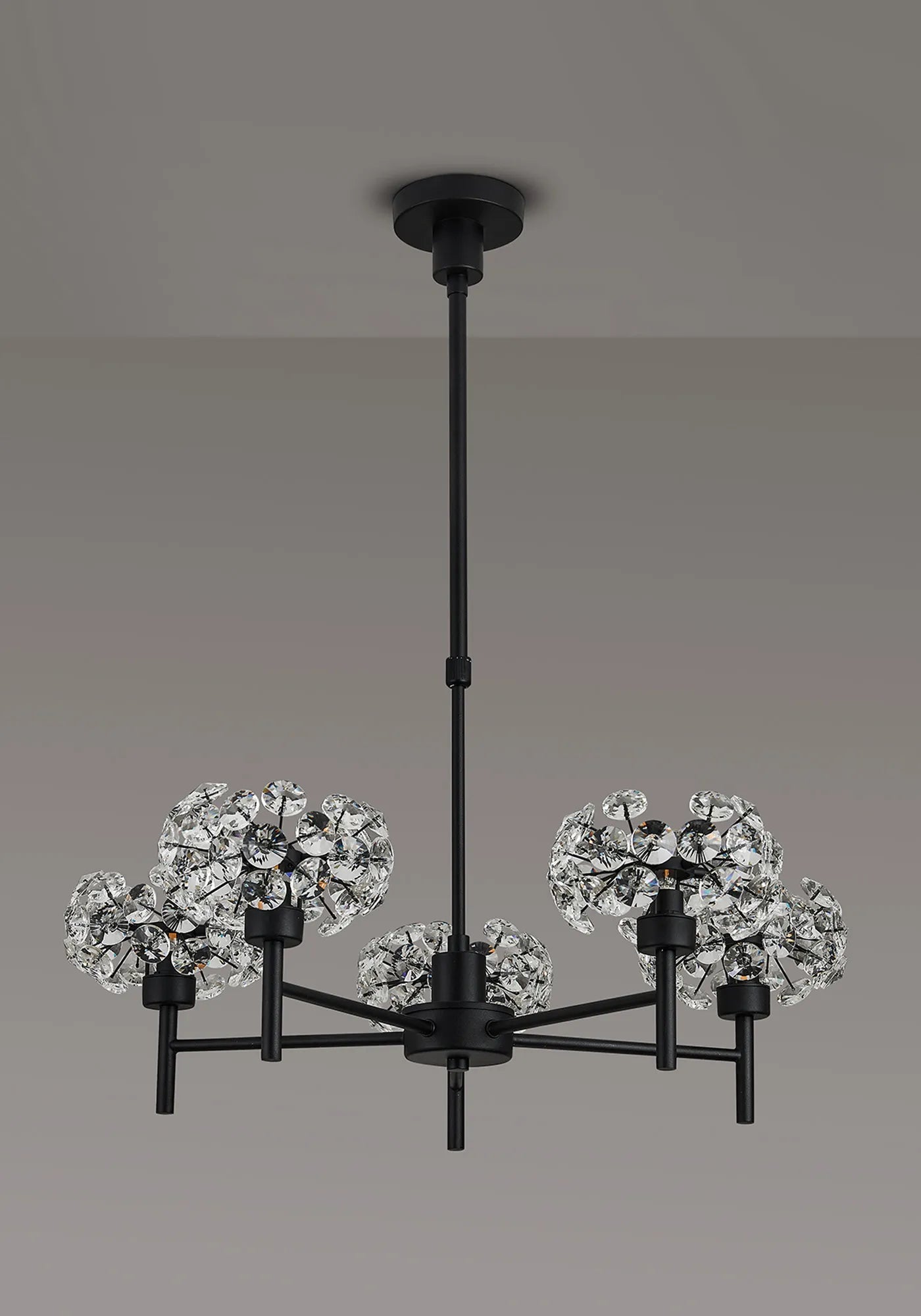 Grosvenor 5 x Telescopic Light - Satin Black & Crystal Shade