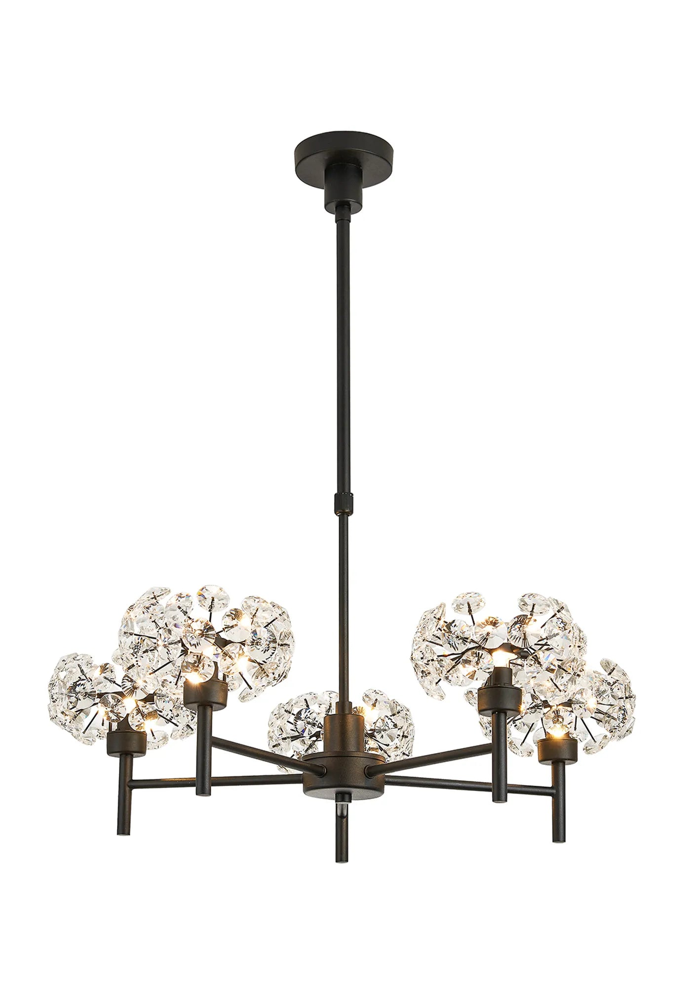 Grosvenor 5 x Telescopic Light - Satin Black & Crystal Shade