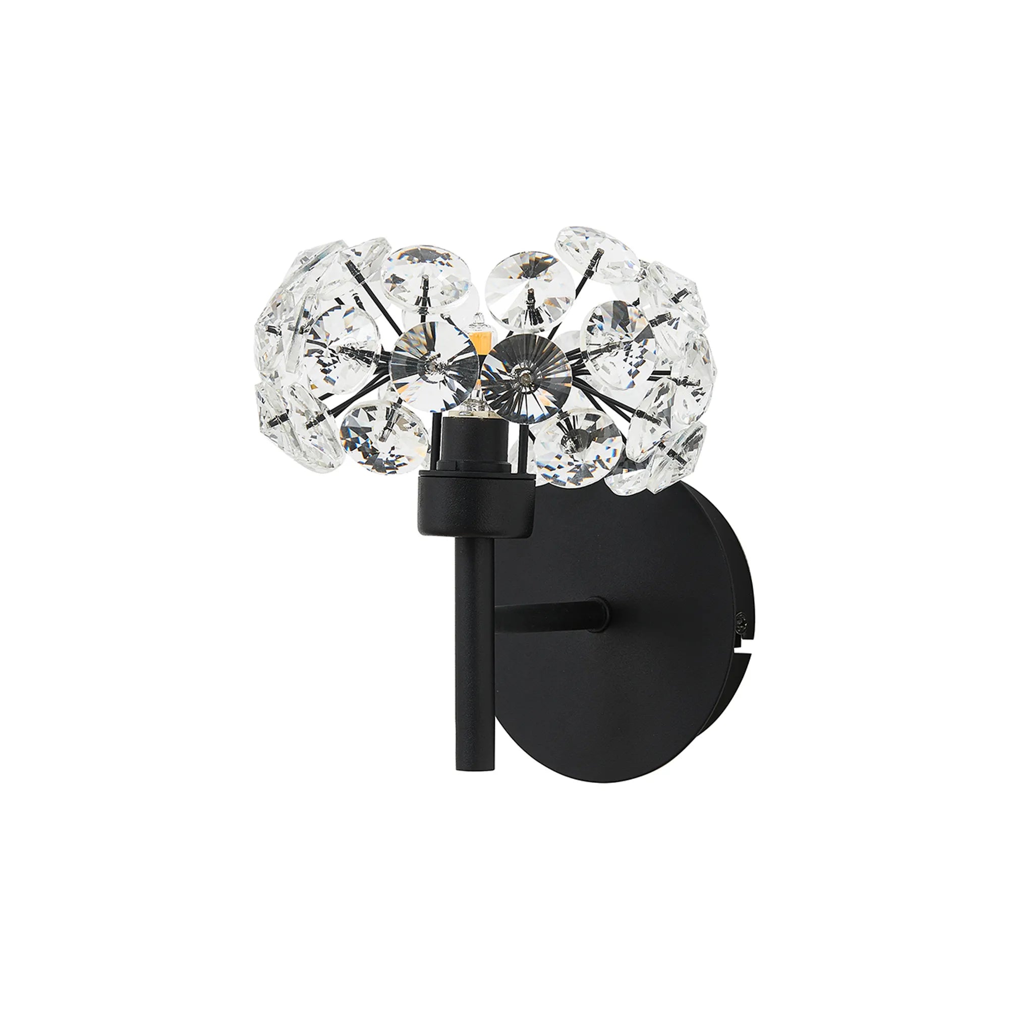 Grosvenor Single Switched Wall Lamp - Satin Black & Crystal Shade