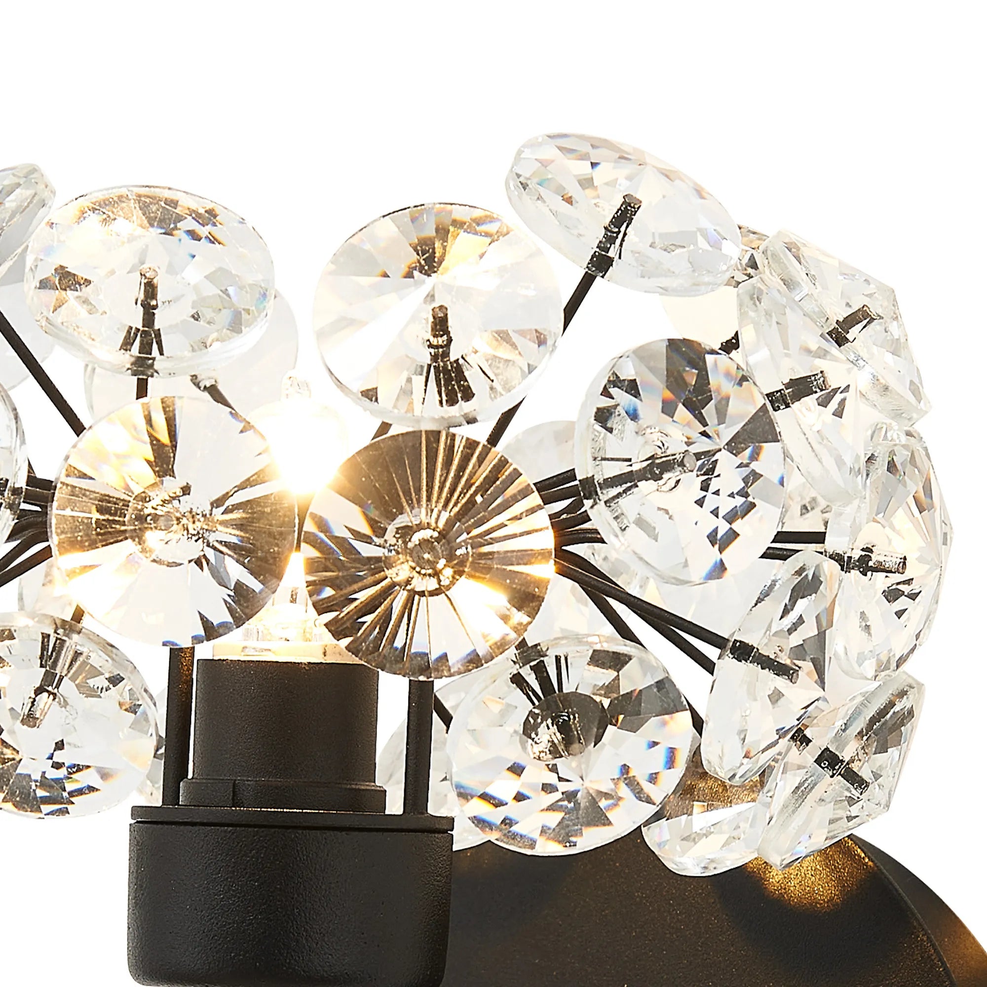 Grosvenor Single Switched Wall Lamp - Satin Black & Crystal Shade