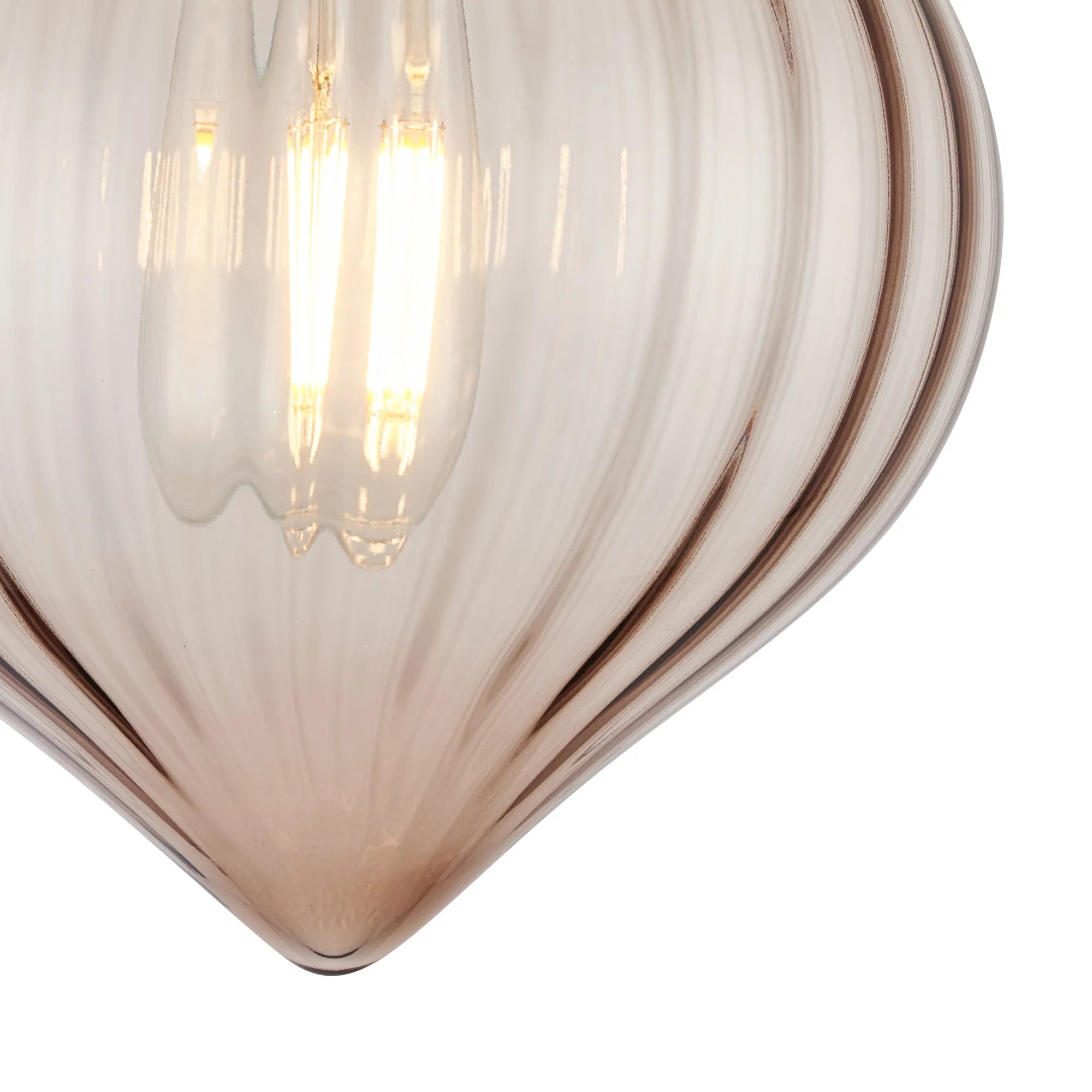 Grove Flush Ceiling Light with Flower Bud Shade - Antique Brass & Cognac