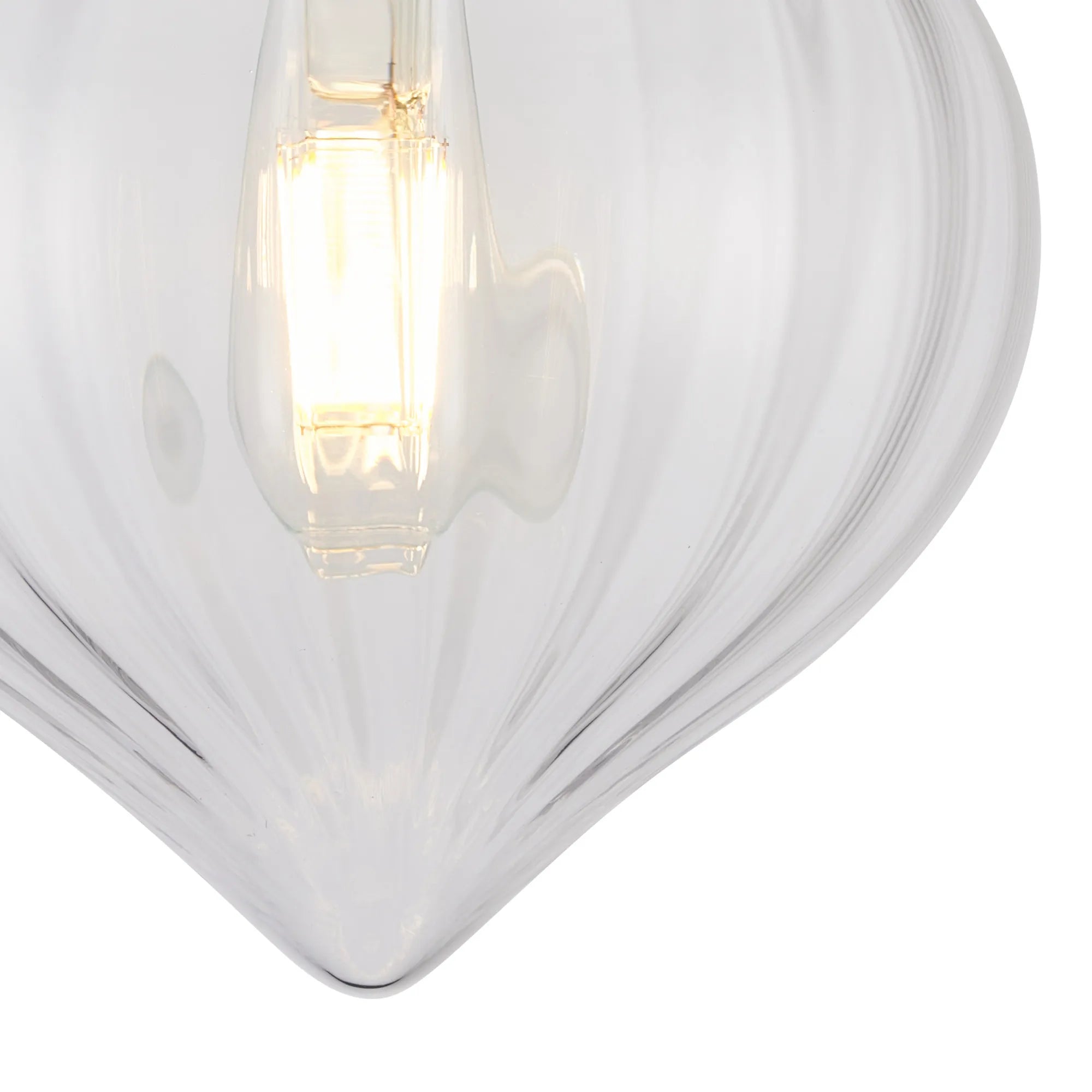 Grove Flush Ceiling Light with Flower Bud Shade - Antique Brass & Clear