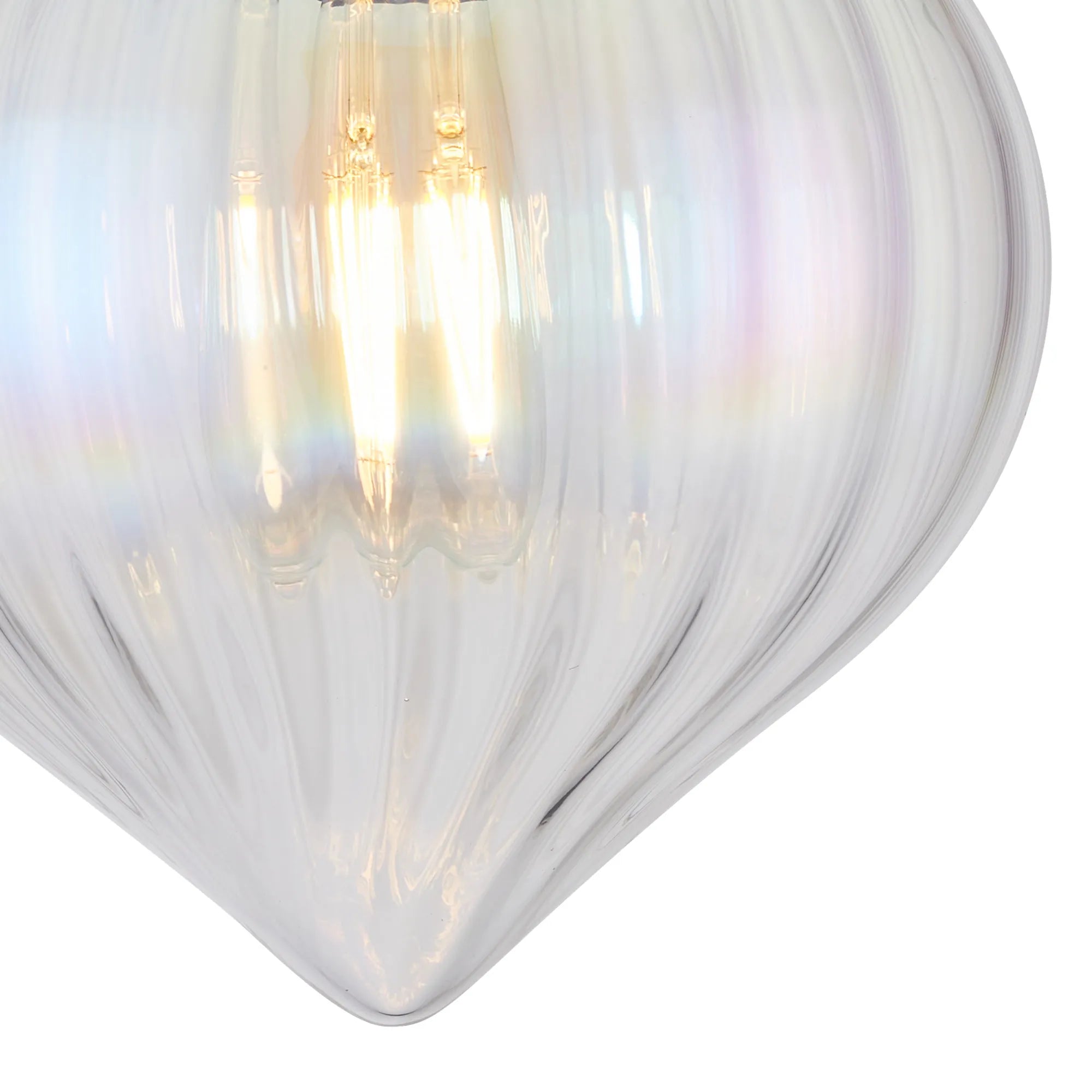 Grove Flush Ceiling Light with Flower Bud Shade - Satin Black & Iridescent Faded