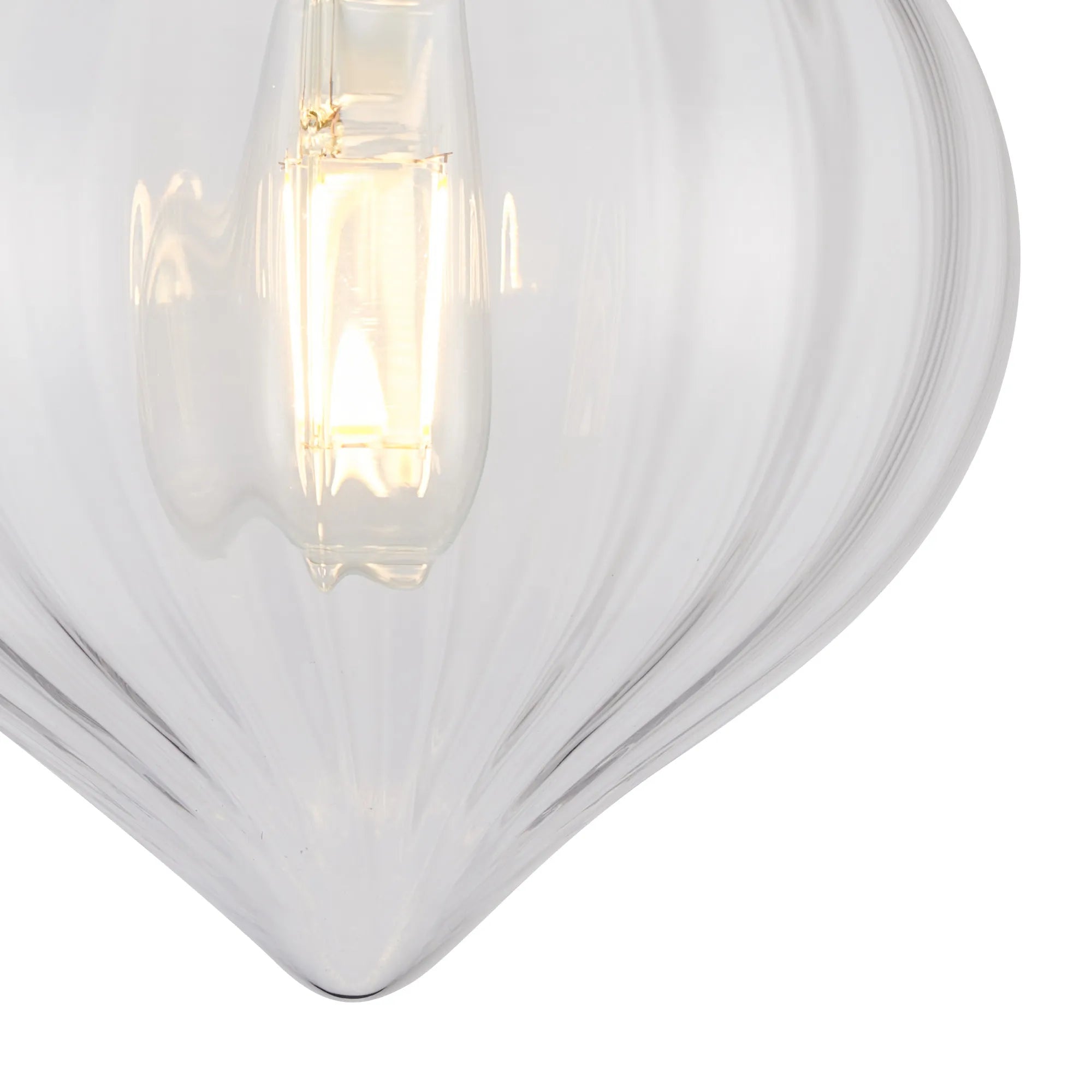 Grove Flush Ceiling Light with Flower Bud Shade - Brass & Clear