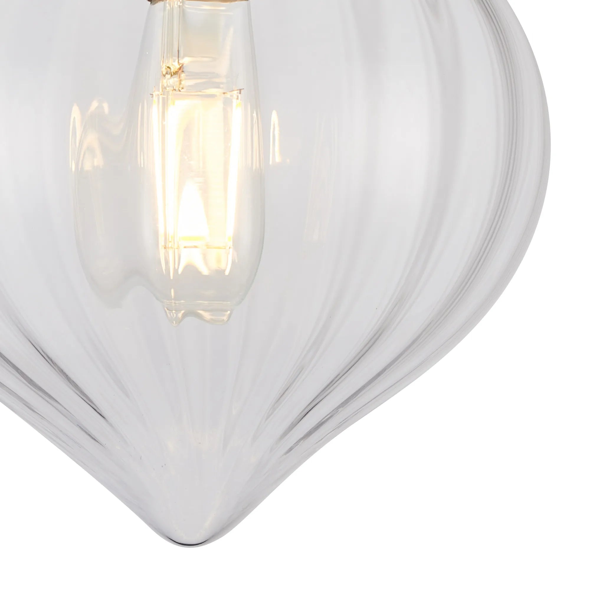 Grove Flush Ceiling Light with Flower Bud Shade - Brass & Iridescent Faded