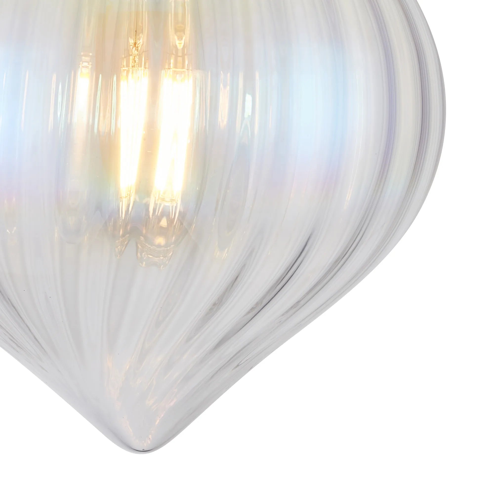 Grove Flush Ceiling Light with Flower Bud Shade - French Gold & Iridescent Faded