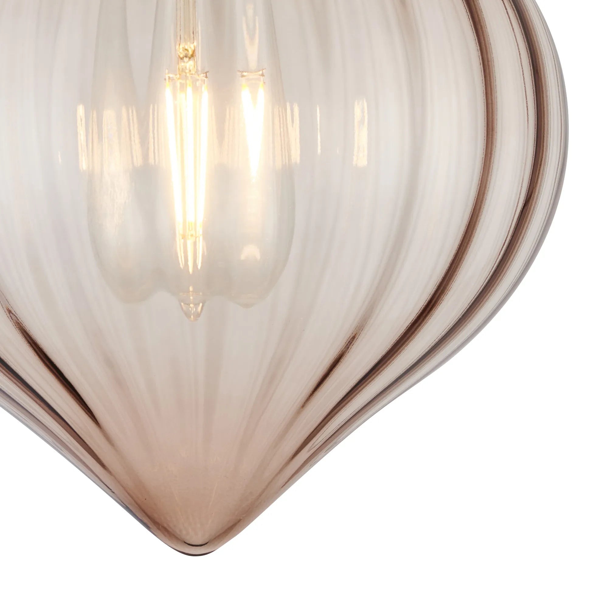 Grove Flush Ceiling Light with Flower Bud Shade - Polished Nickel & Cognac