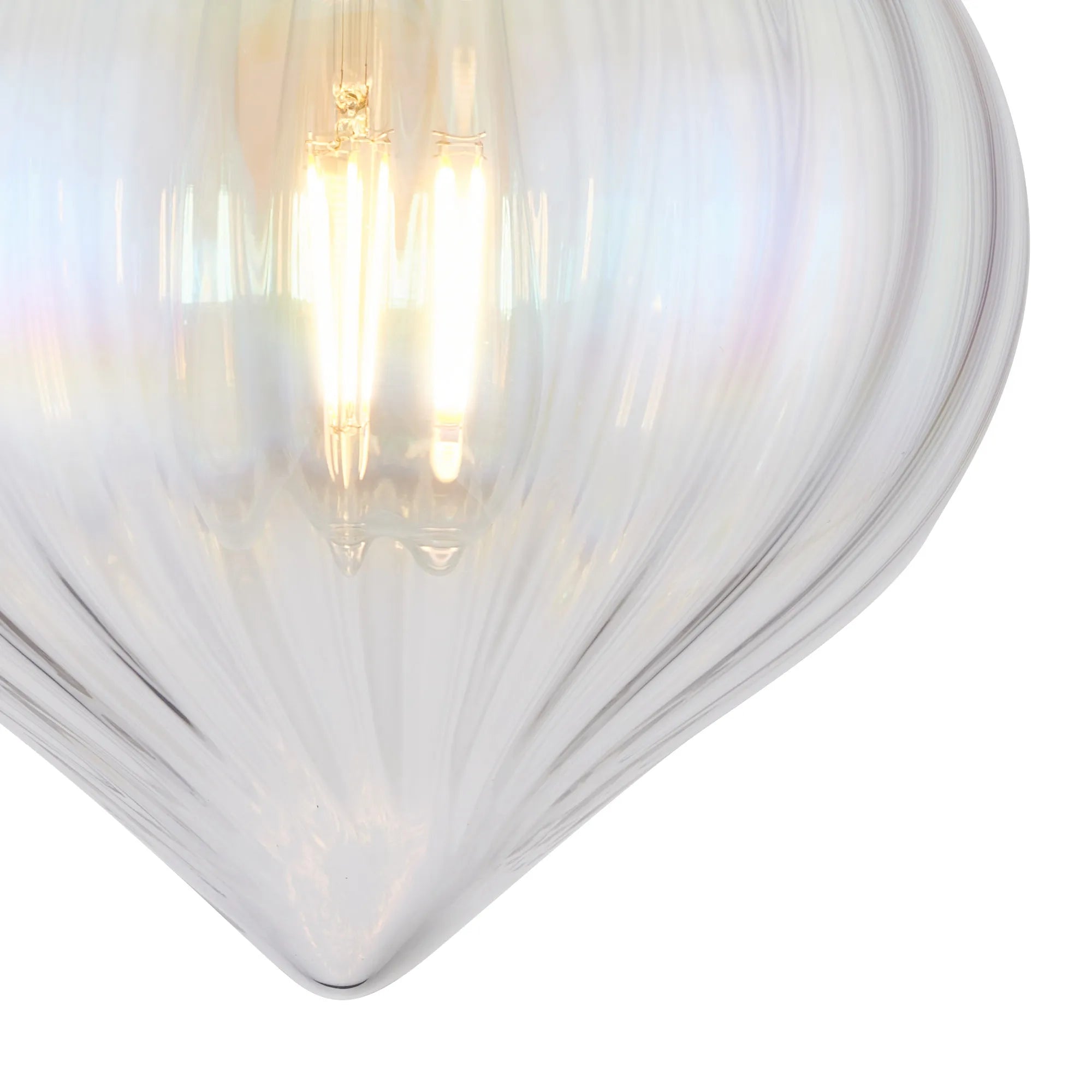Grove Flush Ceiling Light with Flower Bud Shade - Polished Nickel & Iridescent Faded