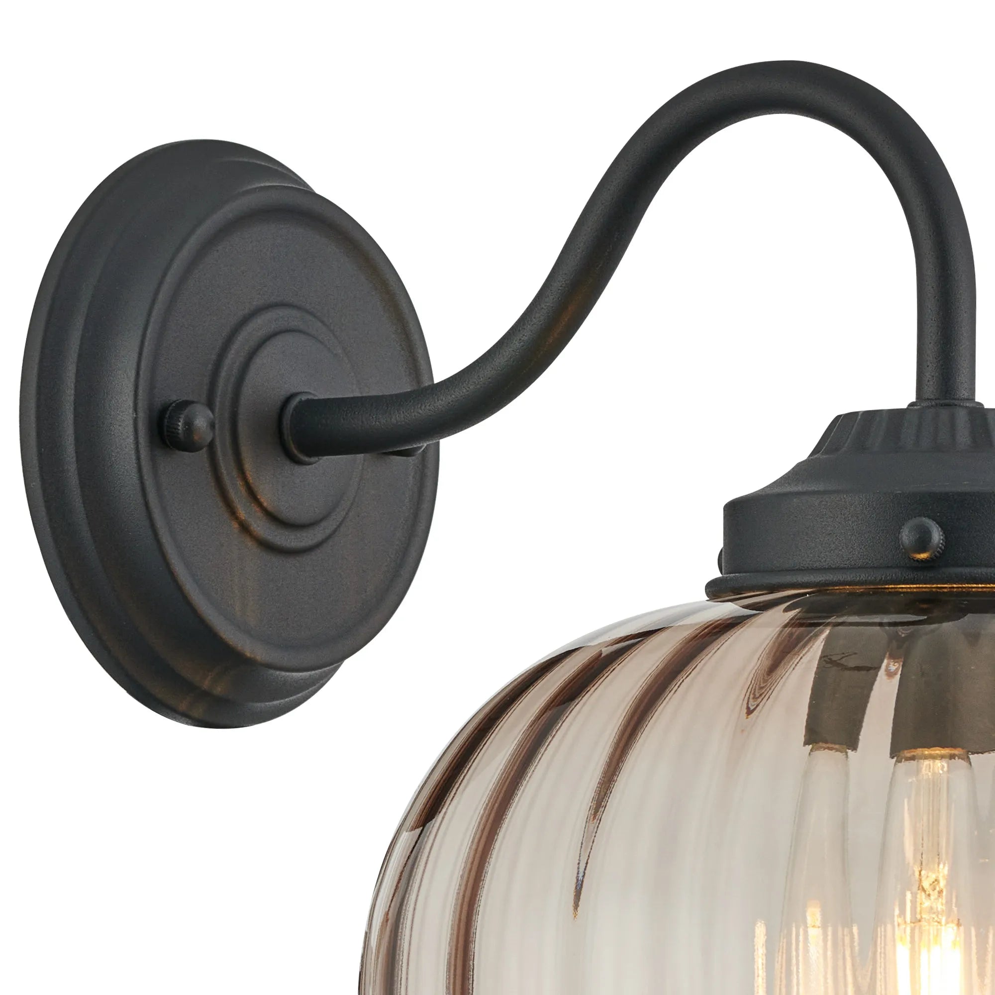 Grove Wall Light with Flower Bud Shade - Satin Black & Cognac