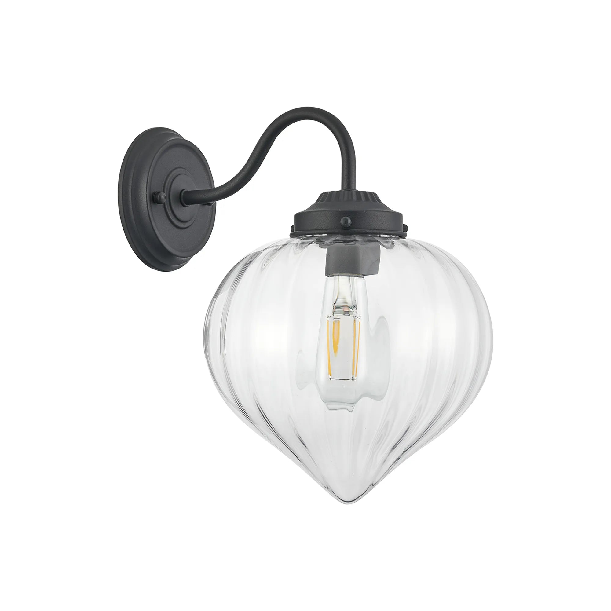 Grove Wall Light with Flower Bud Shade - Satin Black & Clear
