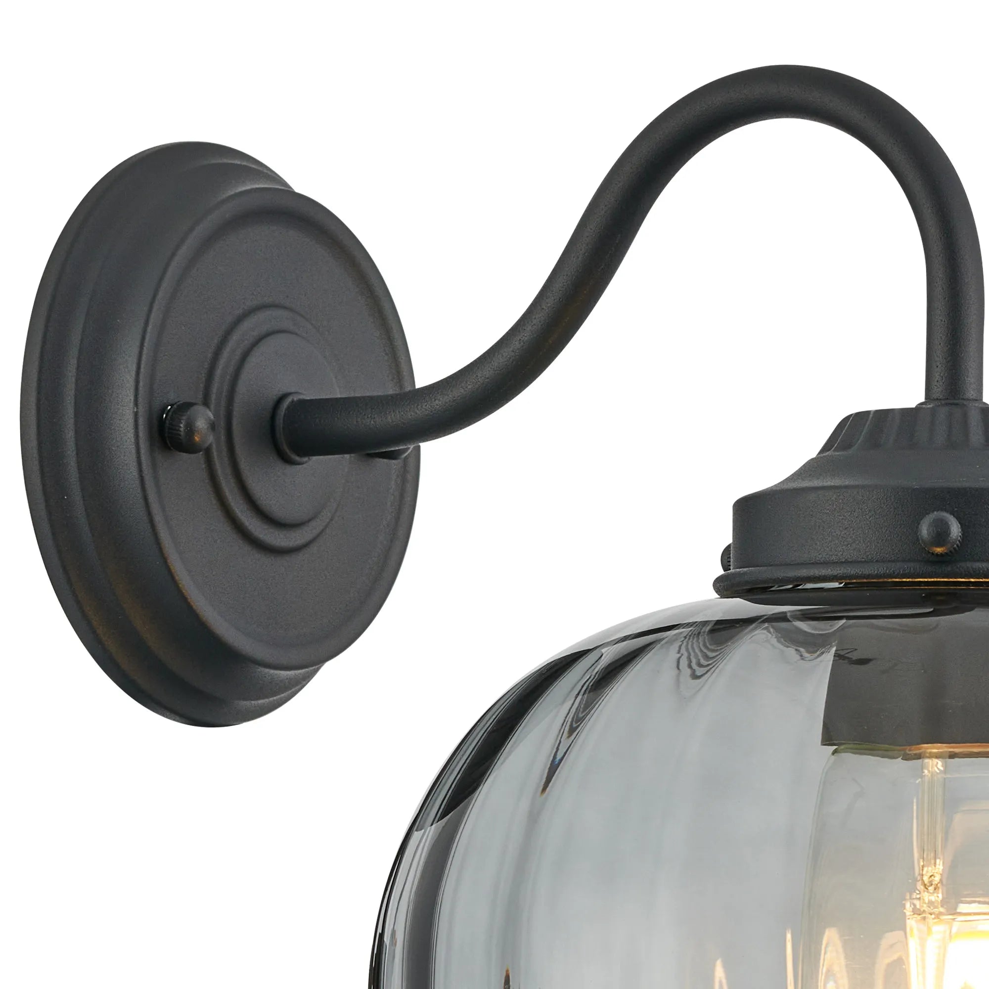 Grove Wall Light with Flower Bud Shade - Satin Black & Smoke