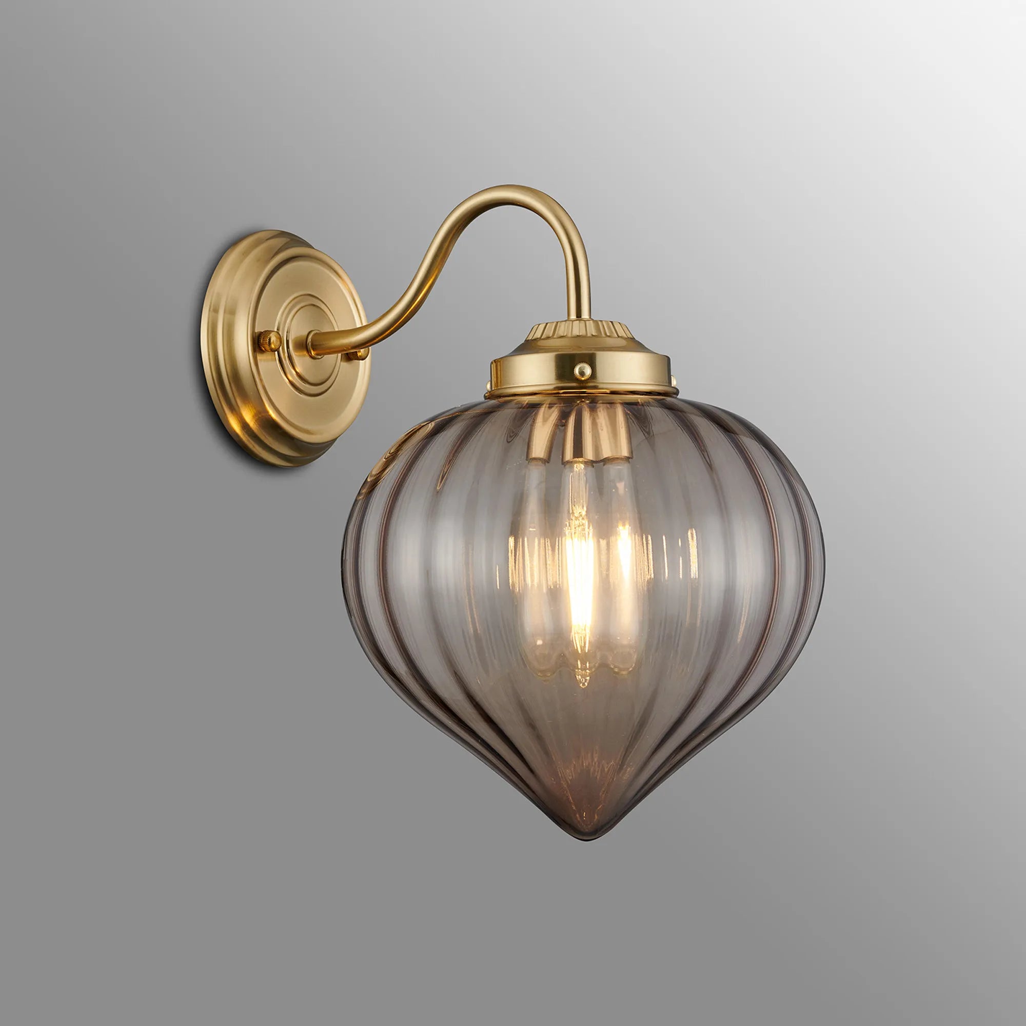 Grove Wall Light with Flower Bud Shade - Brass & Cognac