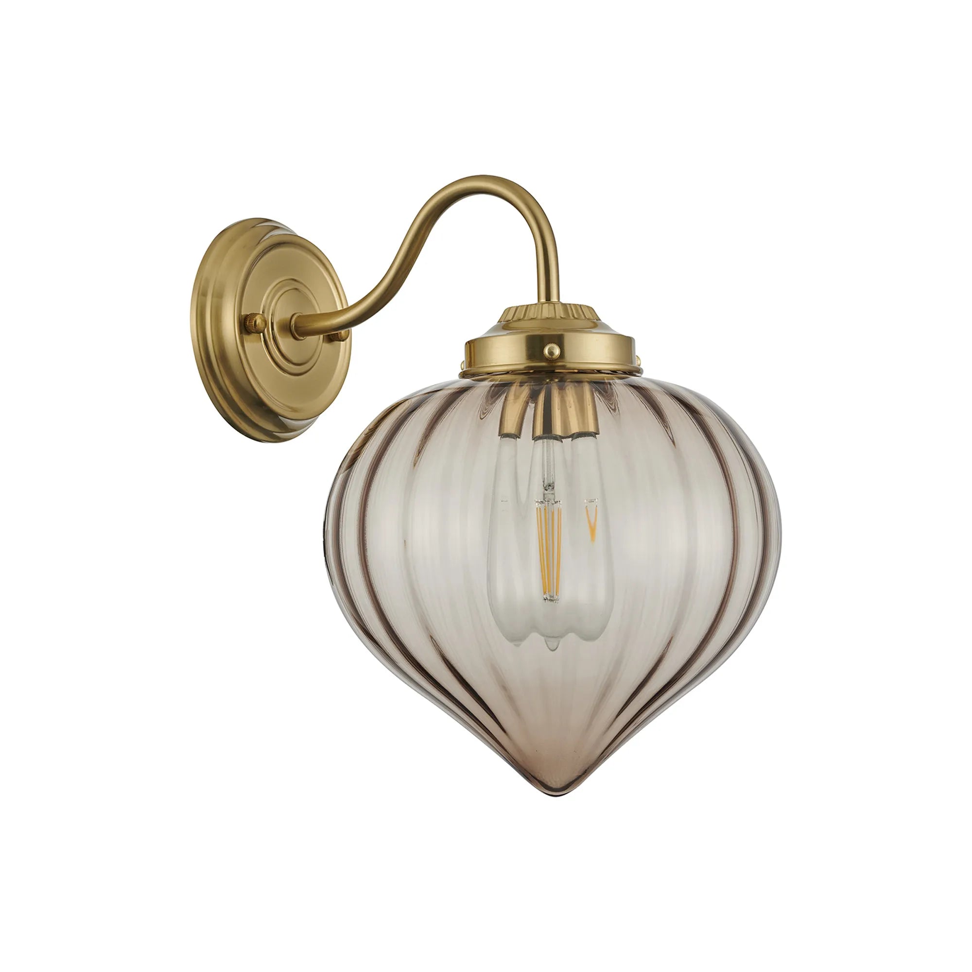 Grove Wall Light with Flower Bud Shade - Brass & Cognac