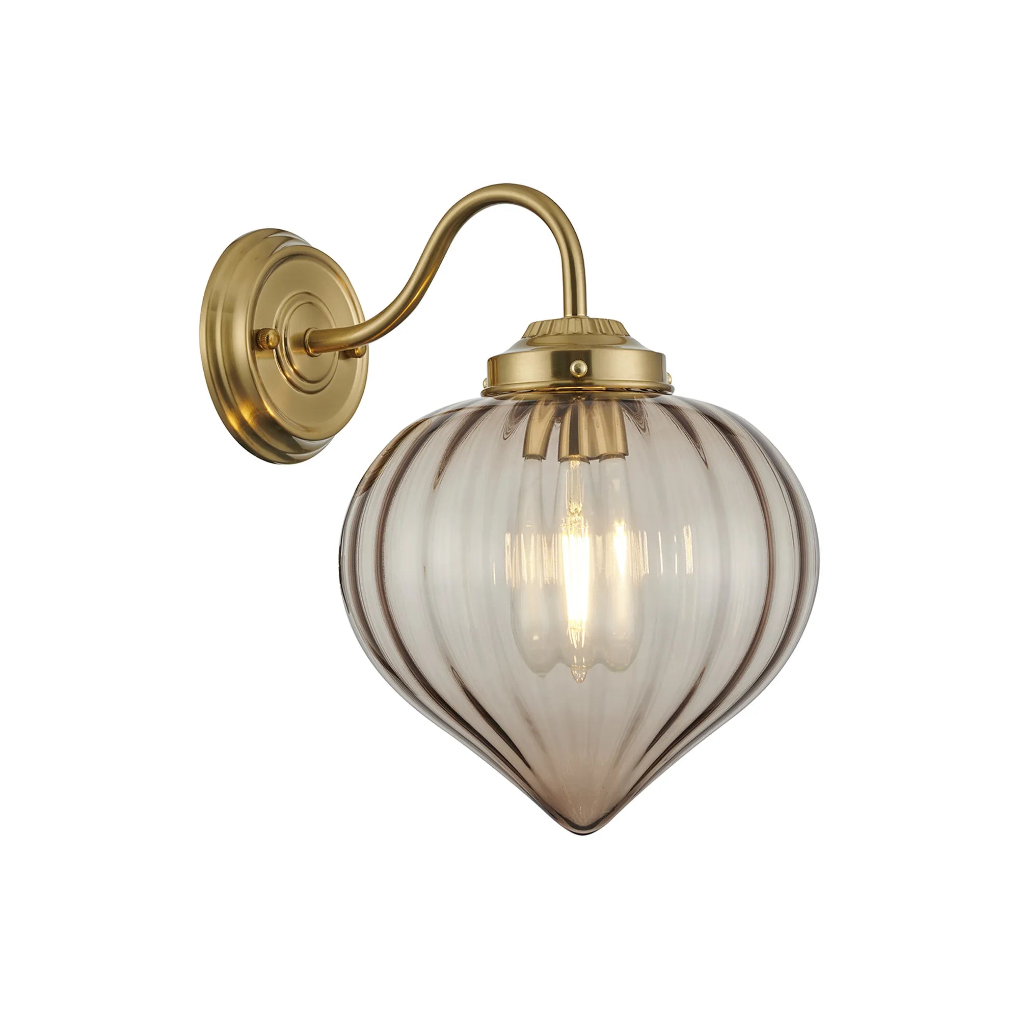 Grove Wall Light with Flower Bud Shade - Brass & Cognac