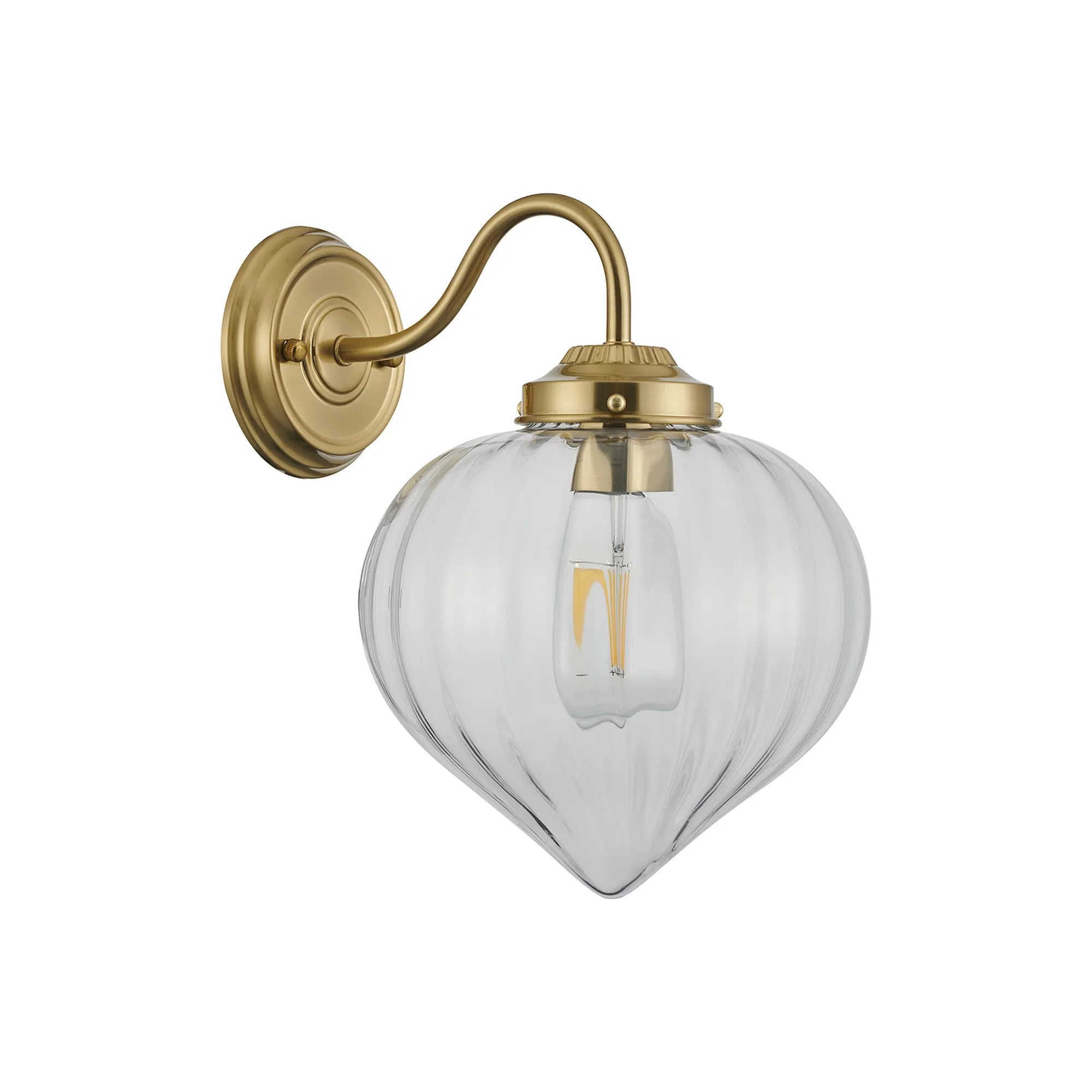 Grove Wall Light with Flower Bud Shade - Brass & Clear