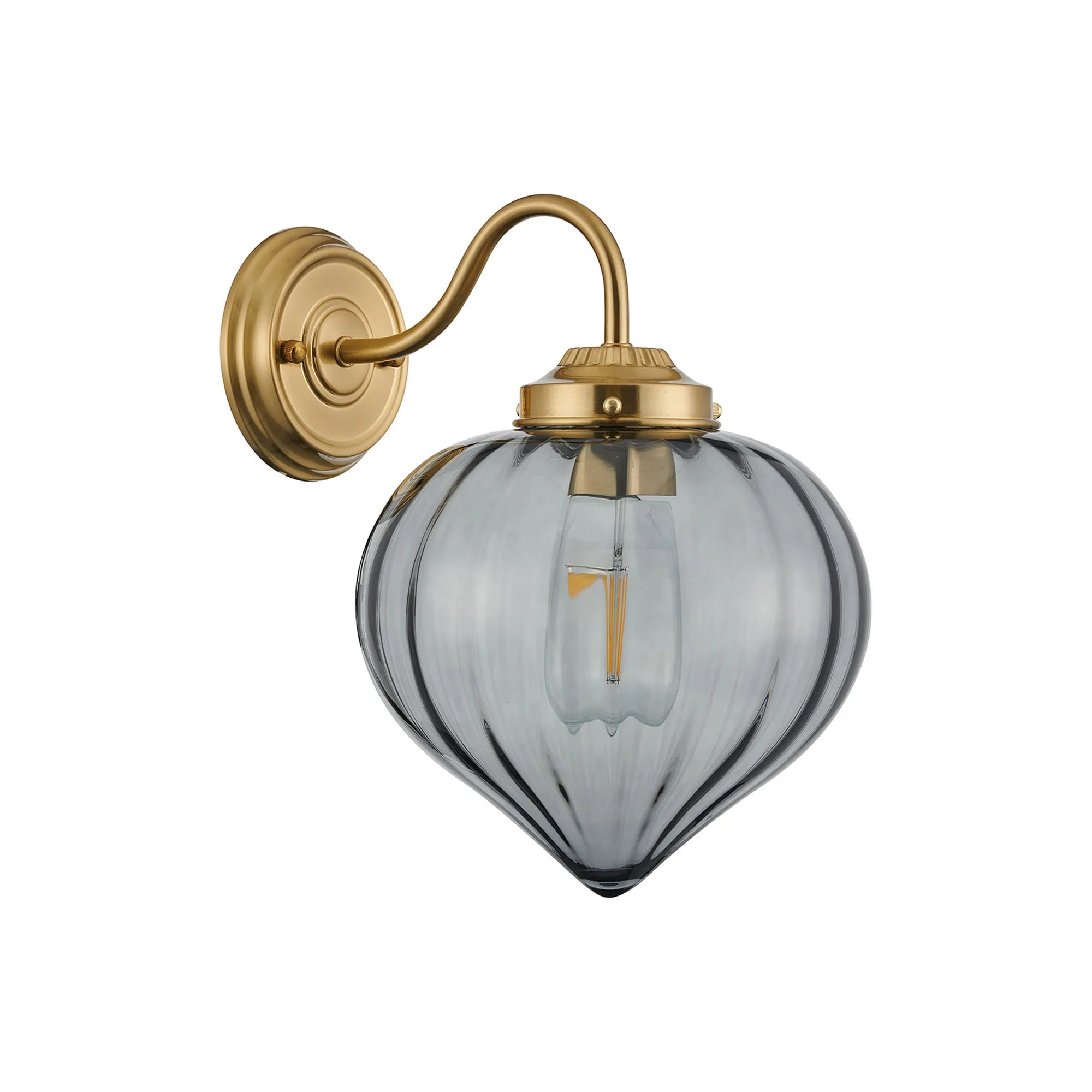 Grove Wall Light with Flower Bud Shade - Brass & Smoke