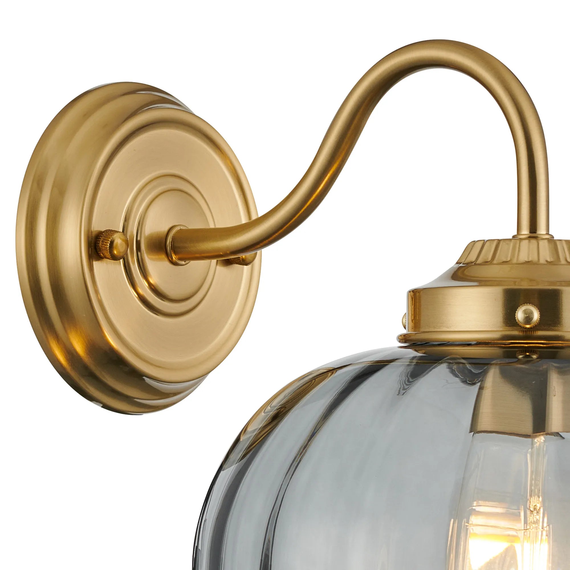 Grove Wall Light with Flower Bud Shade - Brass & Smoke