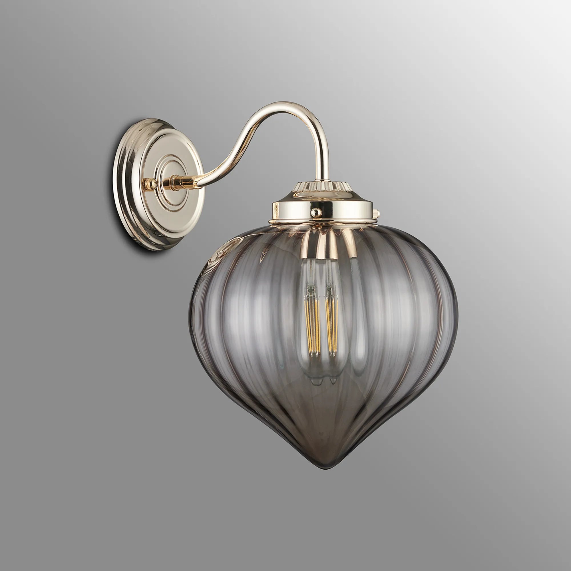 Grove Wall Light with Flower Bud Shade - French Gold & Cognac
