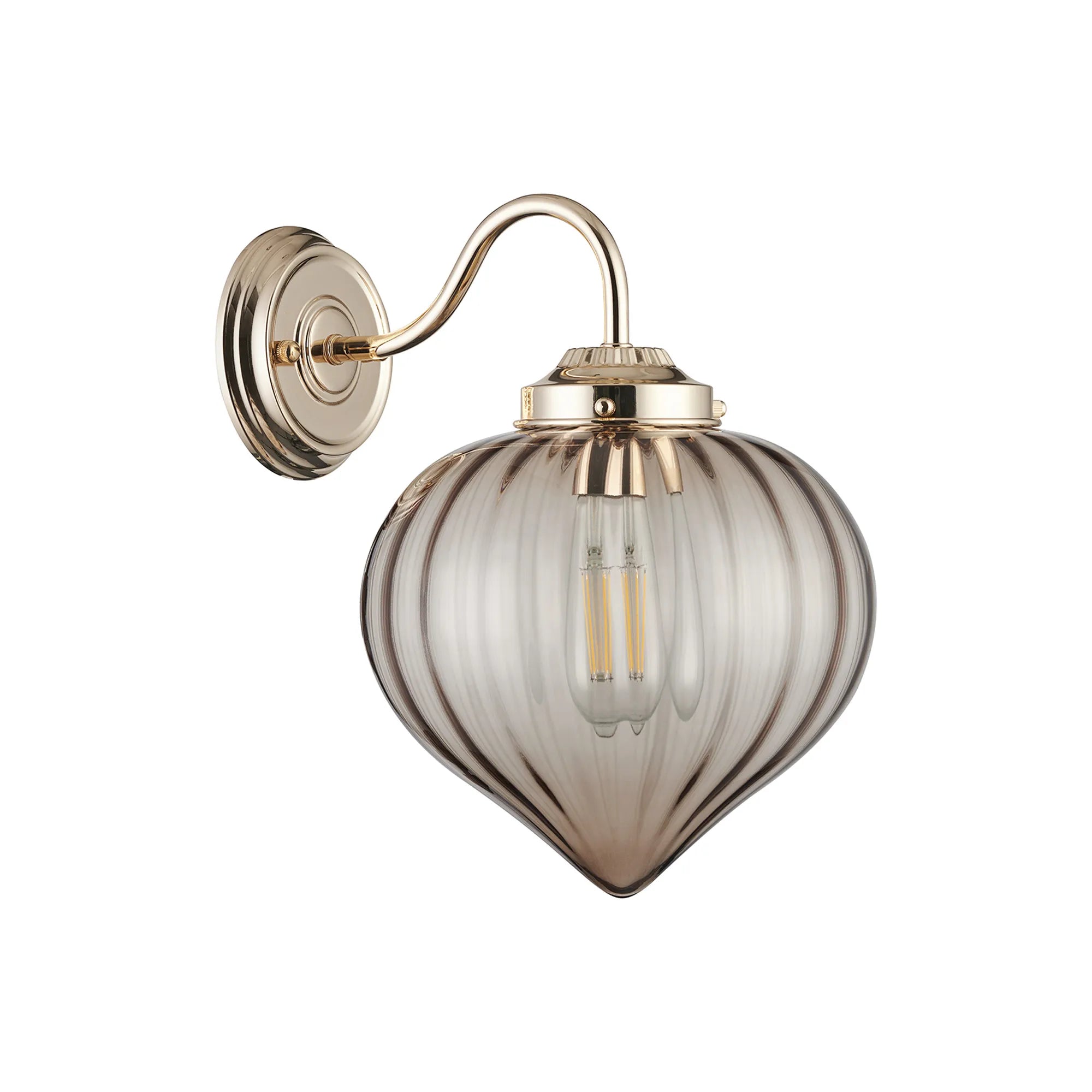 Grove Wall Light with Flower Bud Shade - French Gold & Cognac