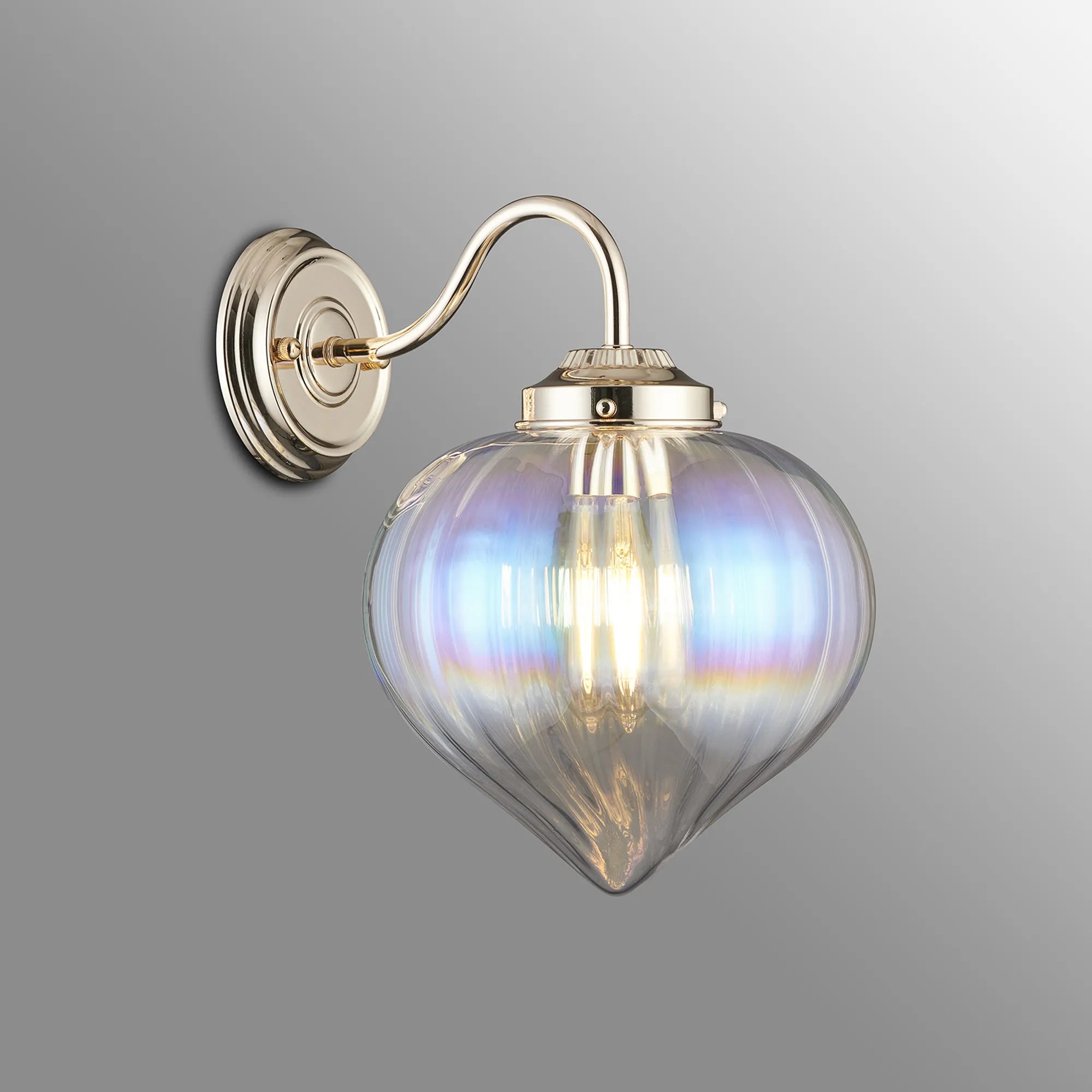 Grove Wall Light with Flower Bud Shade - French Gold & Iridescent Faded