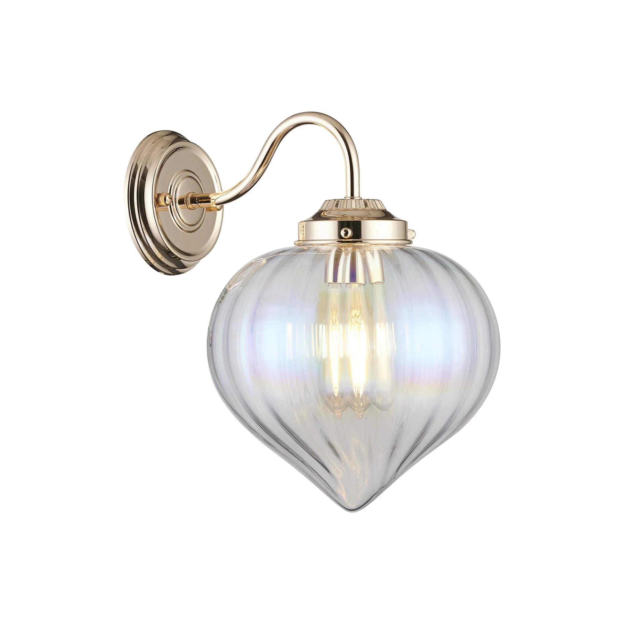 Grove Wall Light with Flower Bud Shade - French Gold & Iridescent Faded