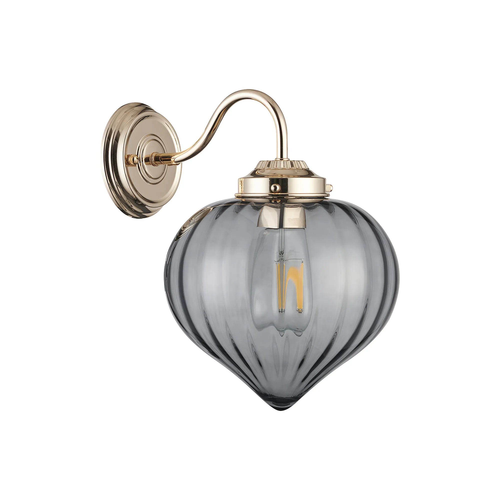 Grove Wall Light with Flower Bud Shade - French Gold & Smoke