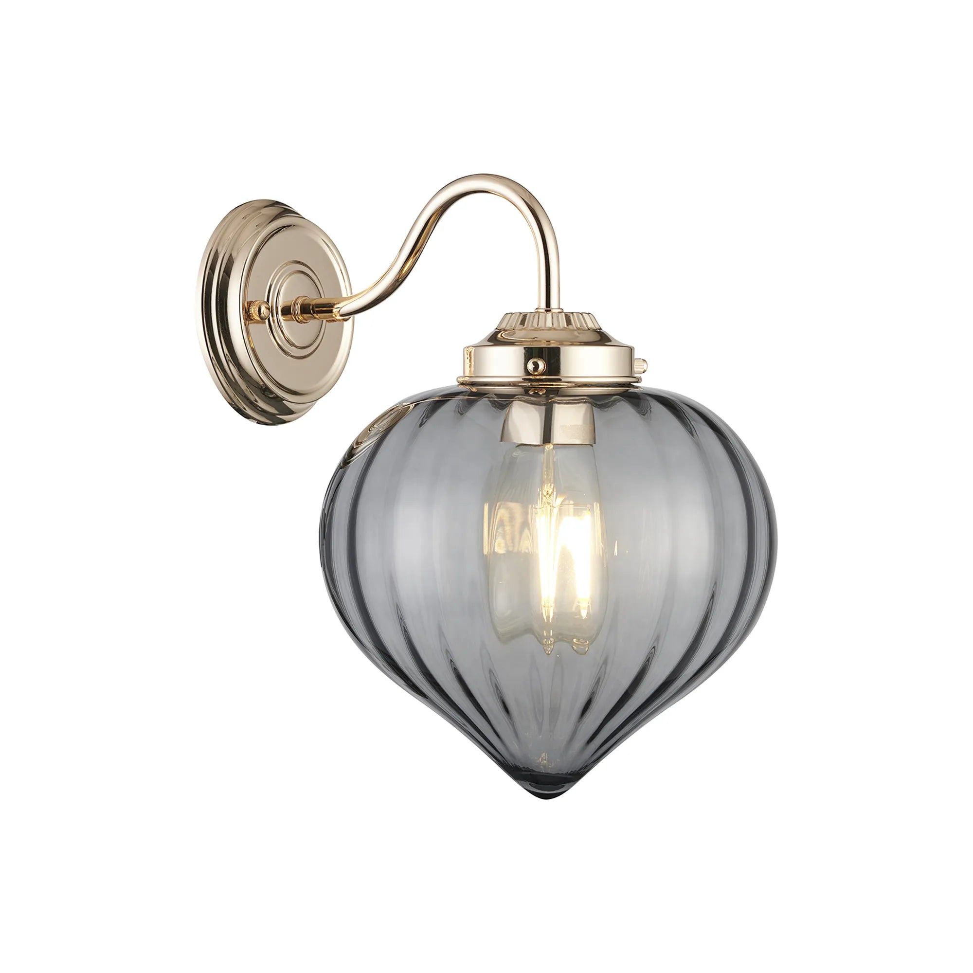Grove Wall Light with Flower Bud Shade - French Gold & Smoke