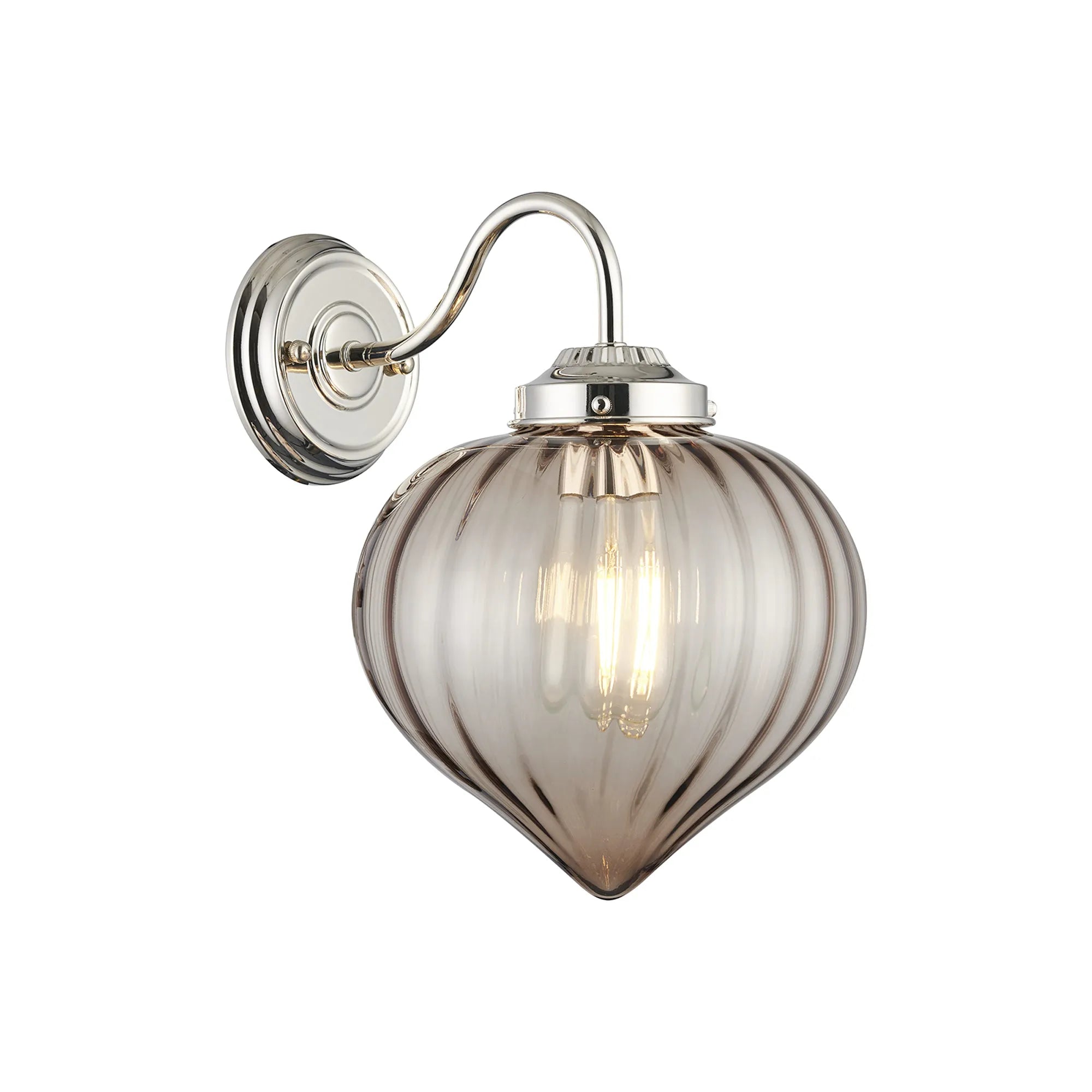 Grove Wall Light with Flower Bud Shade - Polished Nickel & Cognac
